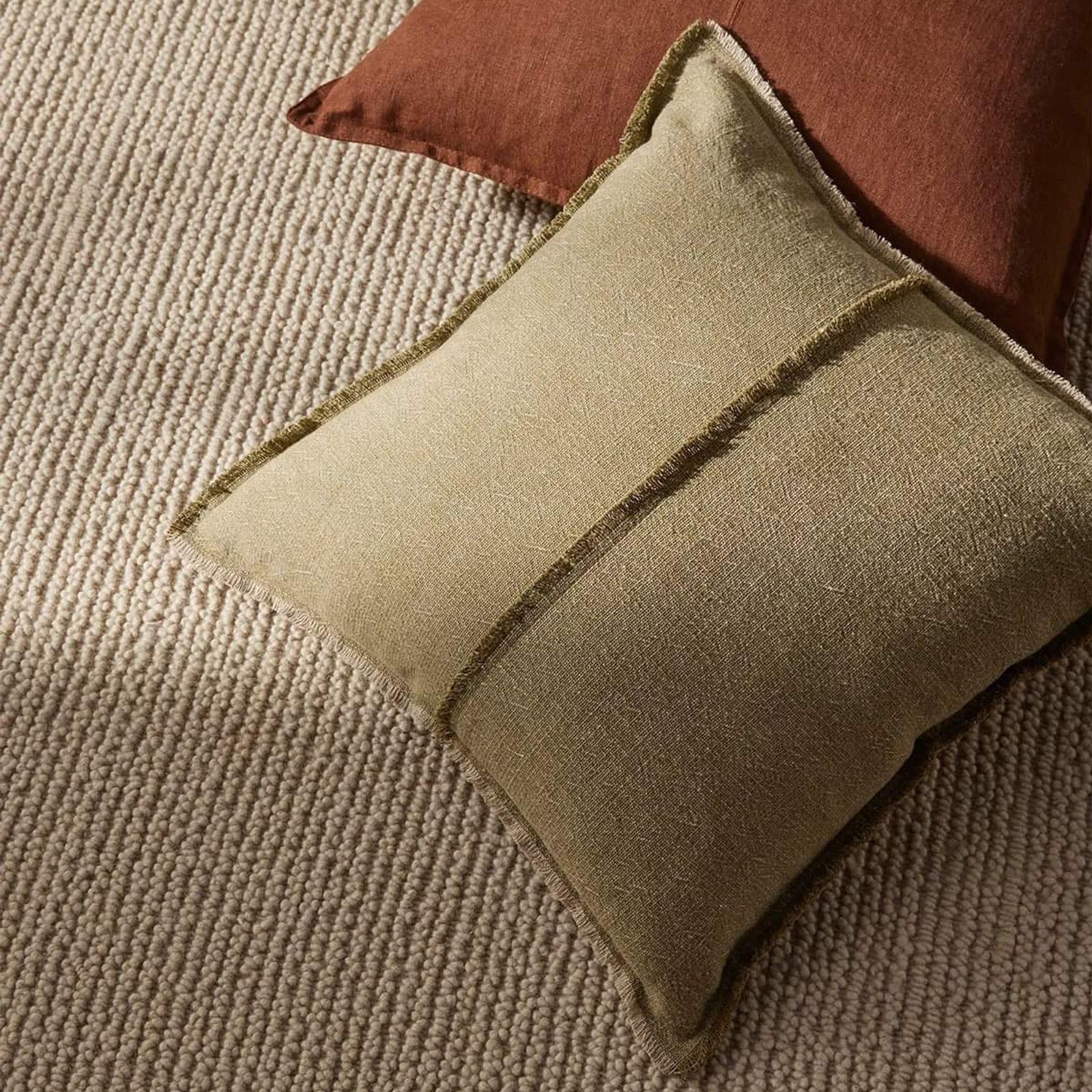 Weave Home Adela Cushion - Forest | Linen Blend gallery detail image