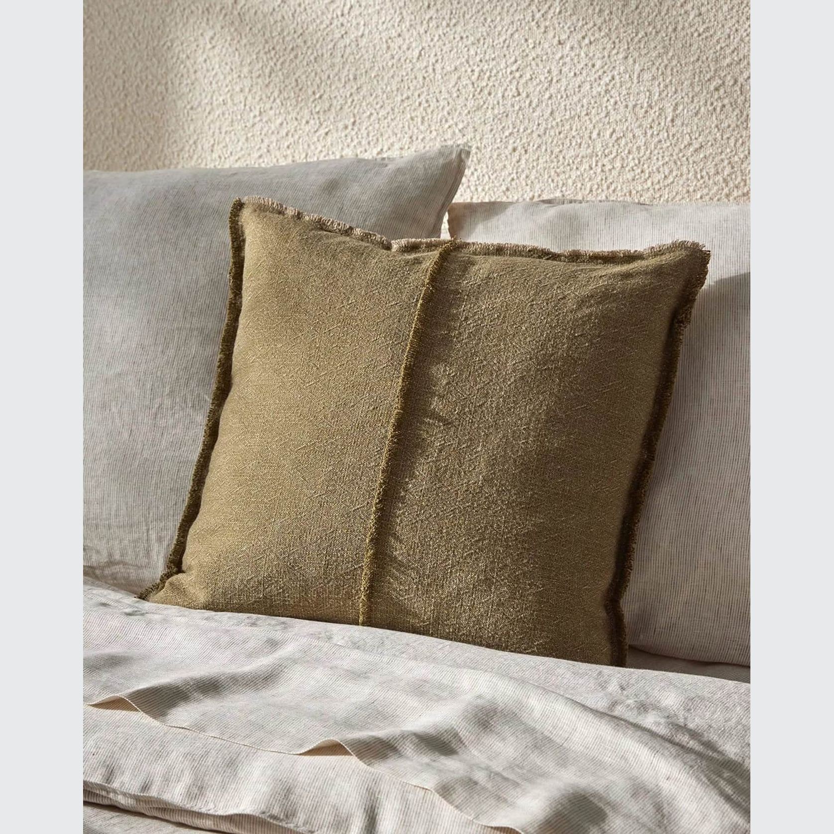 Weave Home Adela Cushion - Forest | Linen Blend gallery detail image