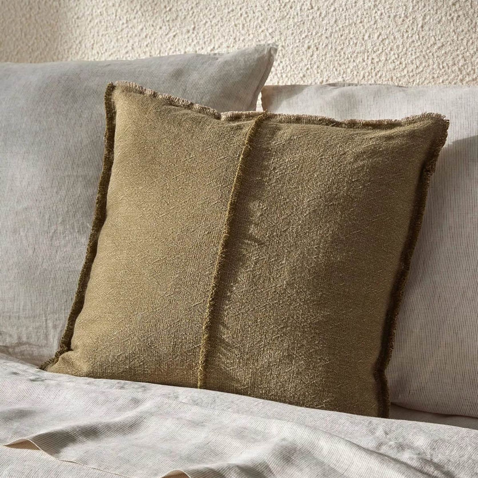 Weave Home Adela Cushion - Forest | Linen Blend gallery detail image