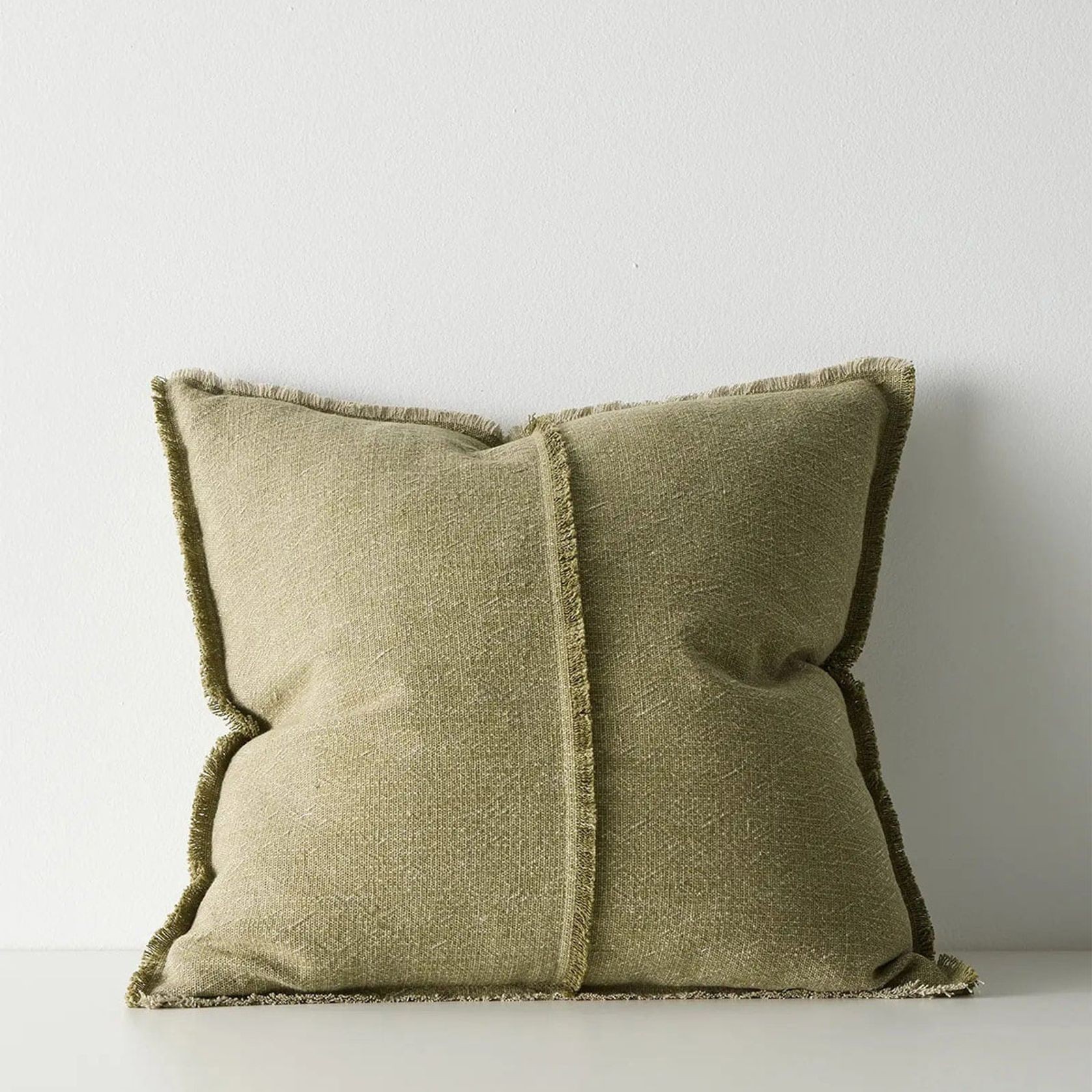 Weave Home Adela Cushion - Forest | Linen Blend gallery detail image