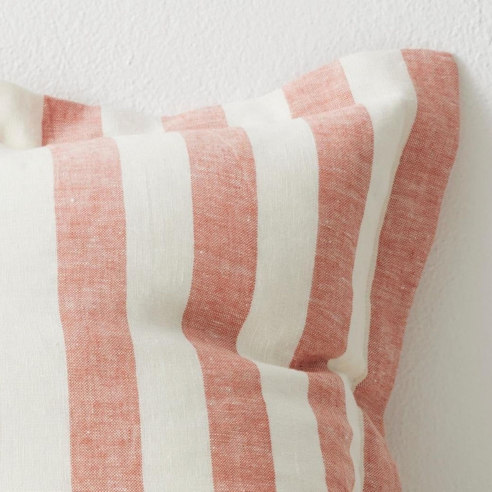 Weave Home Vito Striped Linen Cushion - Coral | 50 x 50cm gallery detail image