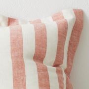 Weave Home Vito Striped Linen Cushion - Coral | 50 x 50cm gallery detail image