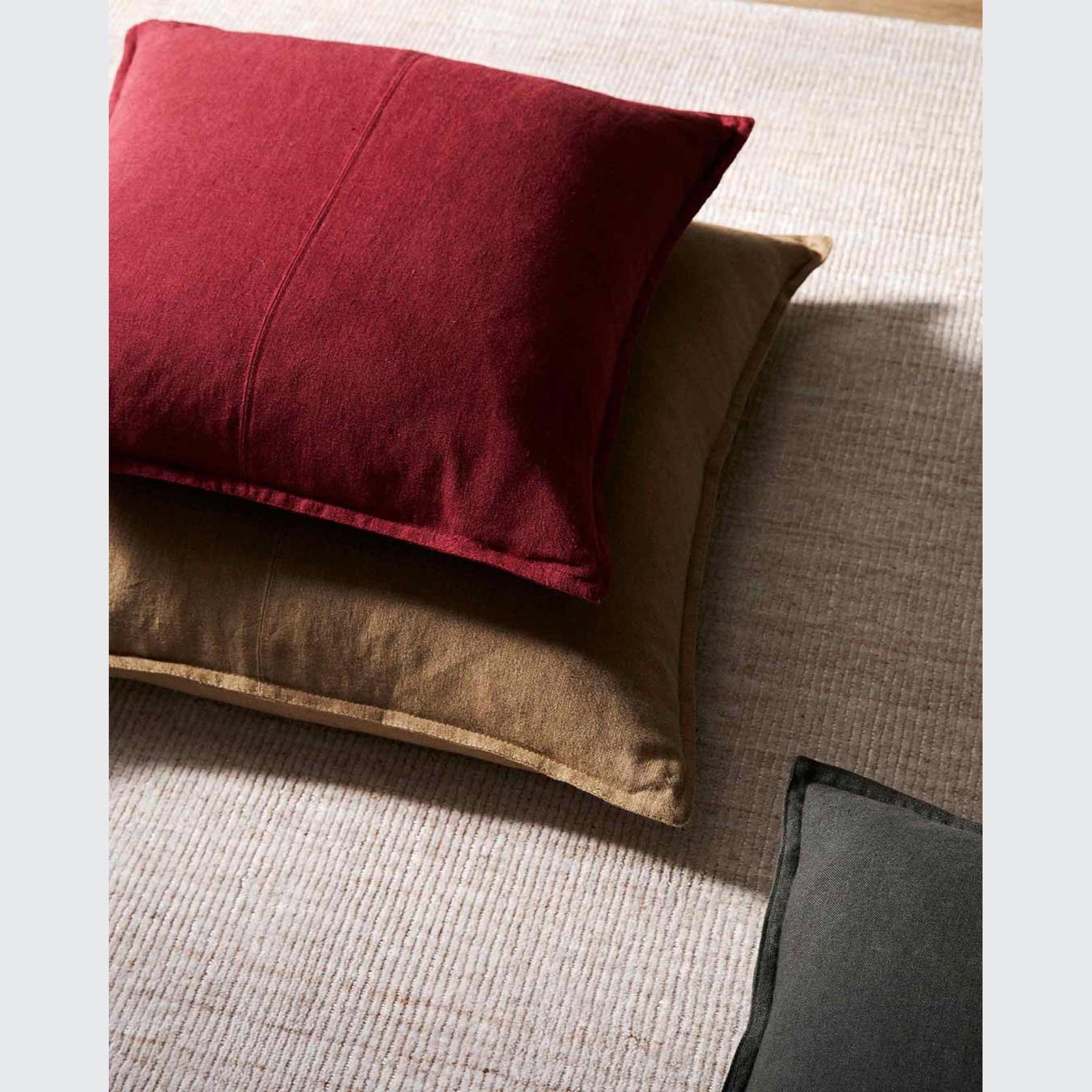 Weave Home European Linen Como Cushion - Rhubarb | Three Sizes gallery detail image