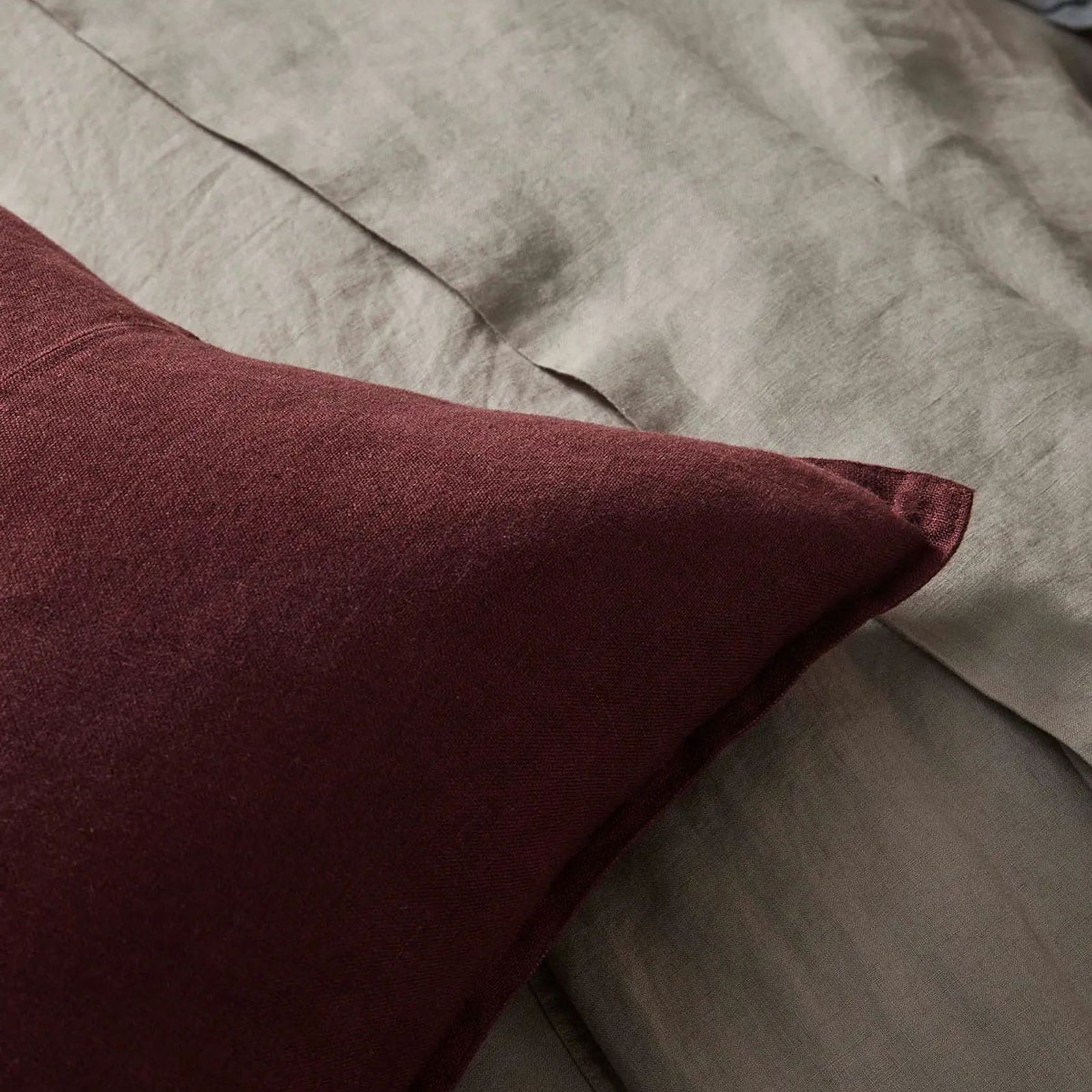 Weave European Linen Como Cushion - Garnet | Three Sizes gallery detail image