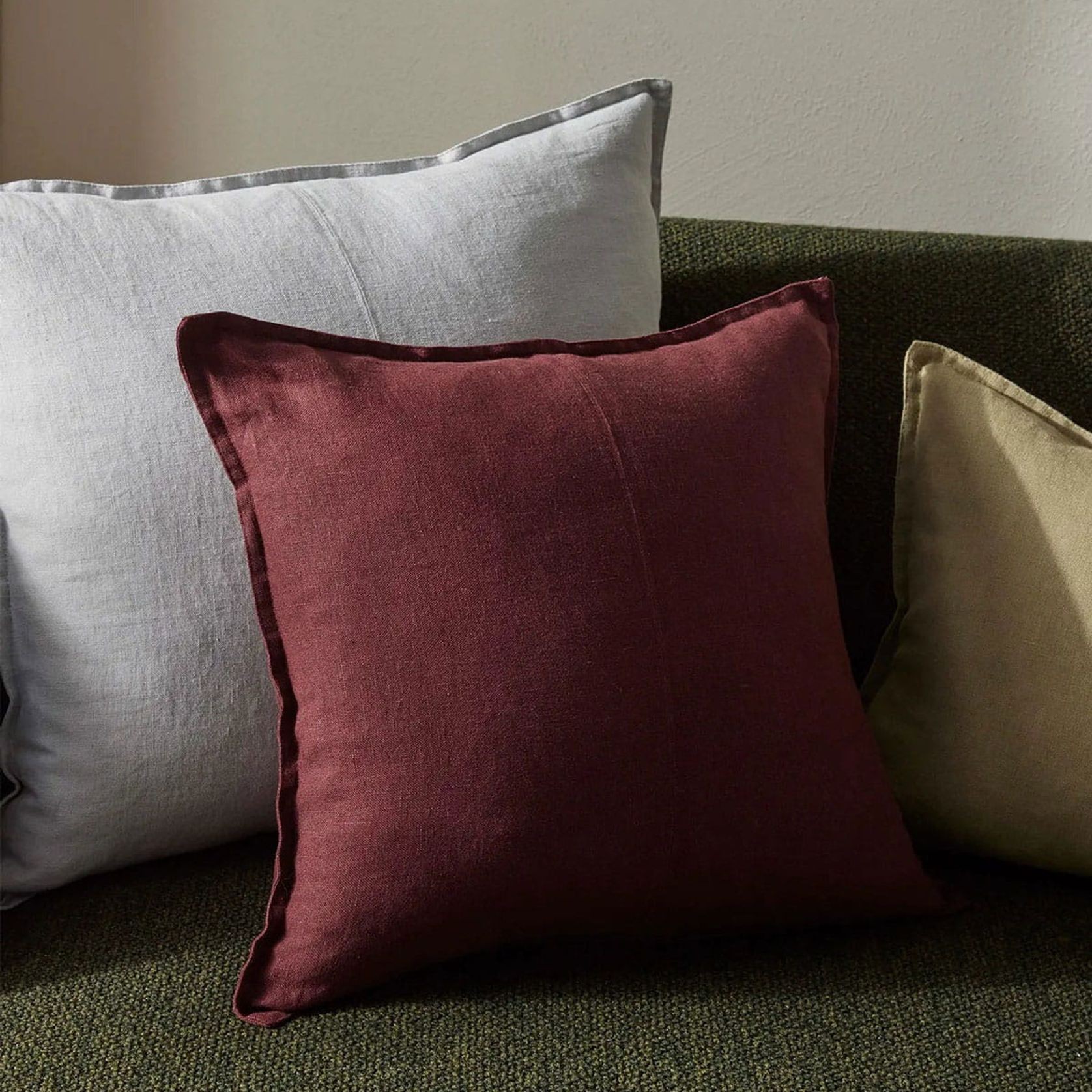 Weave European Linen Como Cushion - Garnet | Three Sizes gallery detail image