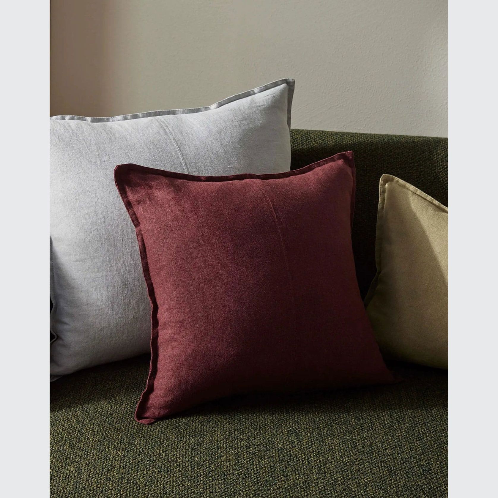 Weave European Linen Como Cushion - Garnet | Three Sizes gallery detail image
