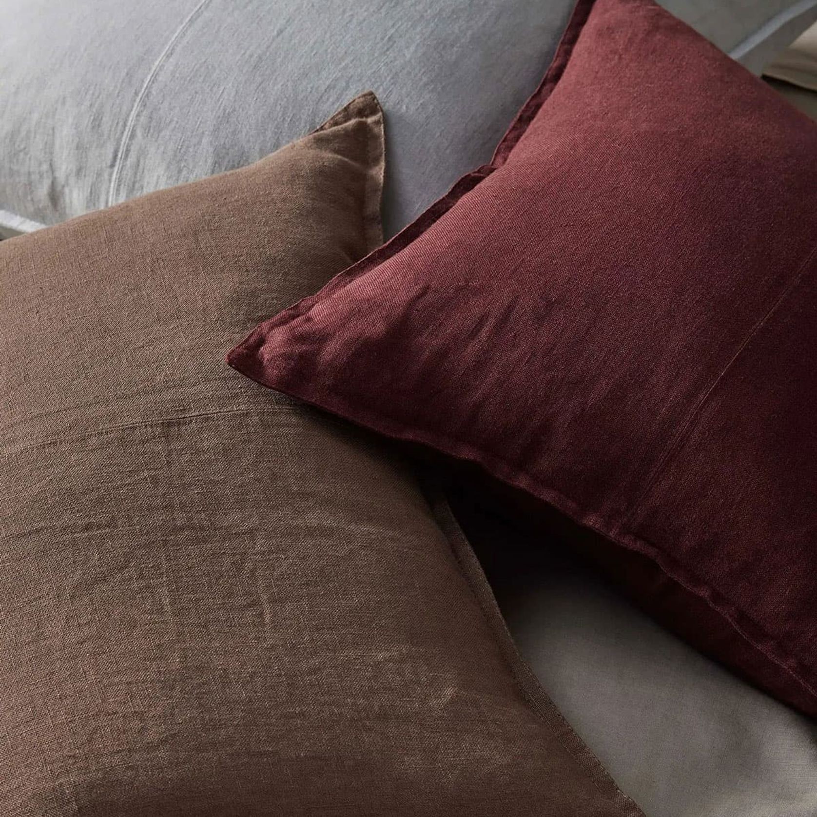 Weave European Linen Como Cushion - Garnet | Three Sizes gallery detail image