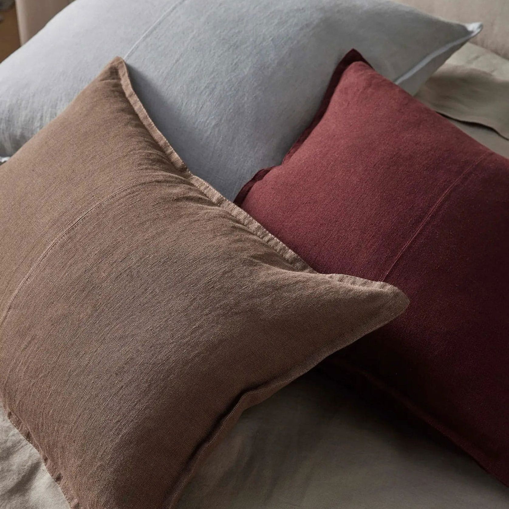 Weave European Linen Como Cushion - Garnet | Three Sizes gallery detail image