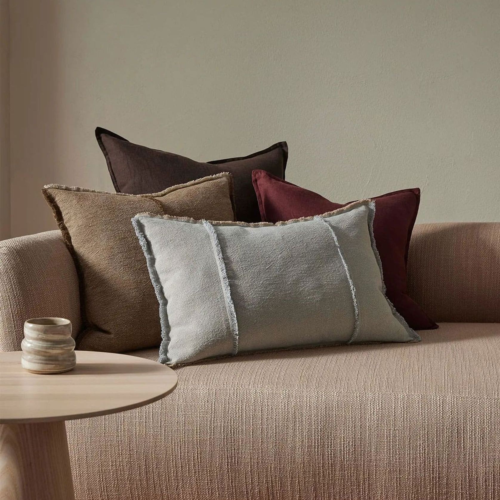Weave European Linen Como Cushion - Garnet | Three Sizes gallery detail image