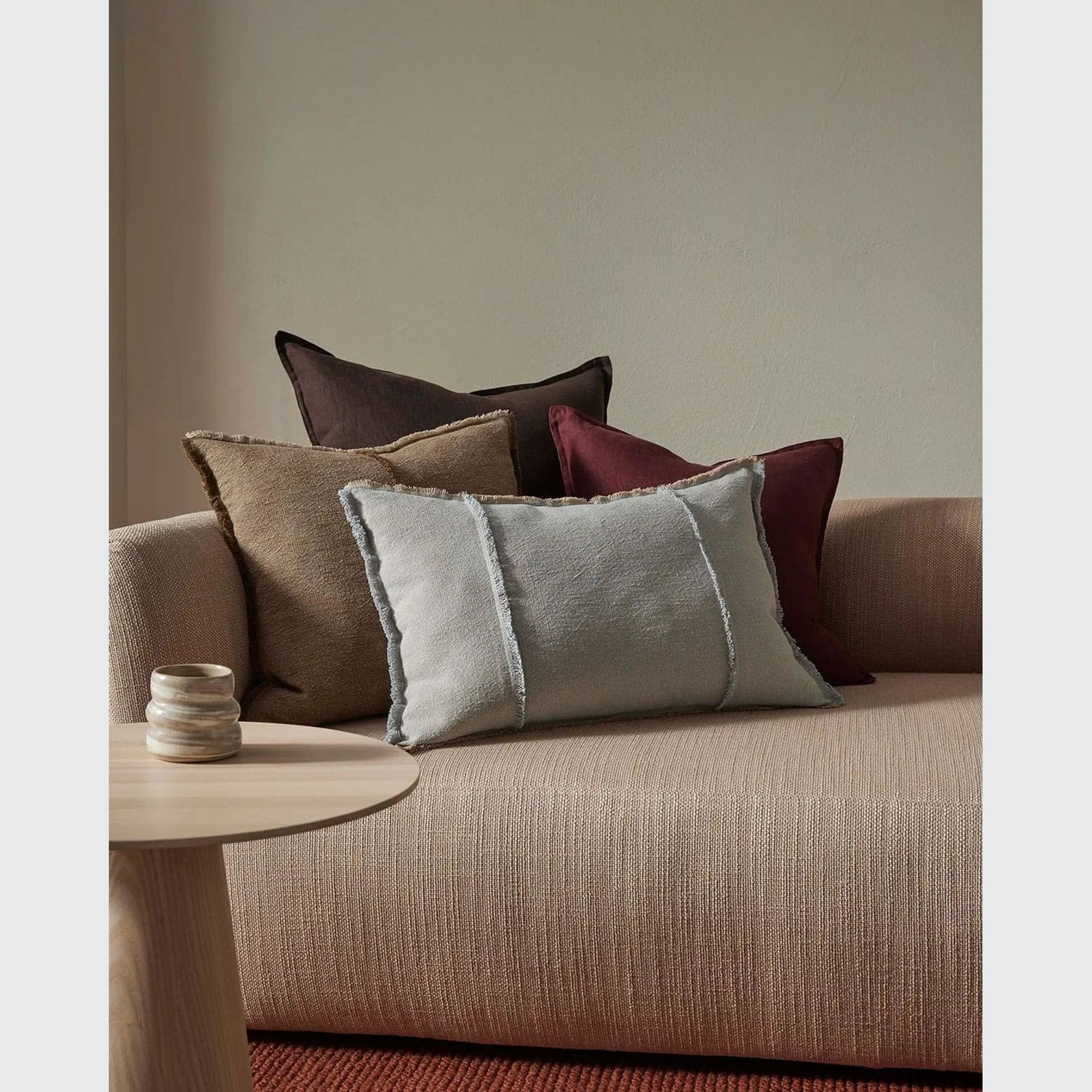 Weave European Linen Como Cushion - Garnet | Three Sizes gallery detail image