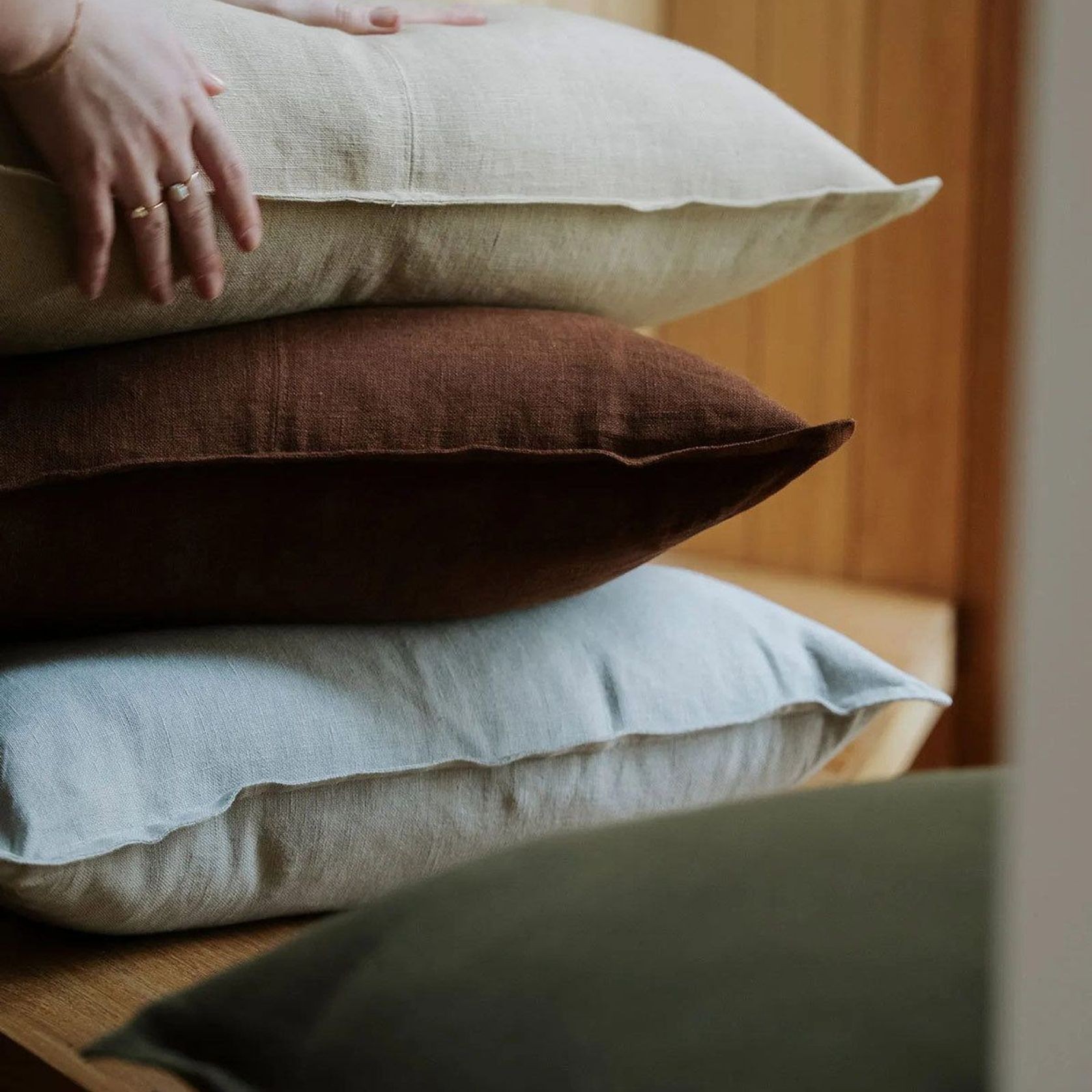 Weave European Linen Como Cushion - Oatmeal | Three Sizes gallery detail image