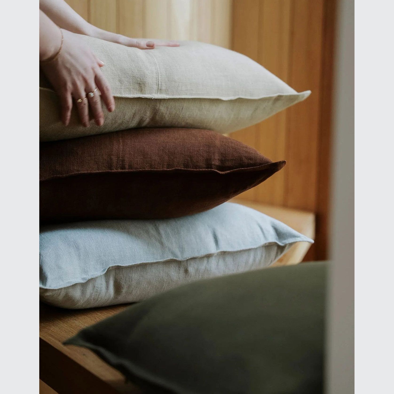 Weave European Linen Como Cushion - Oatmeal | Three Sizes gallery detail image