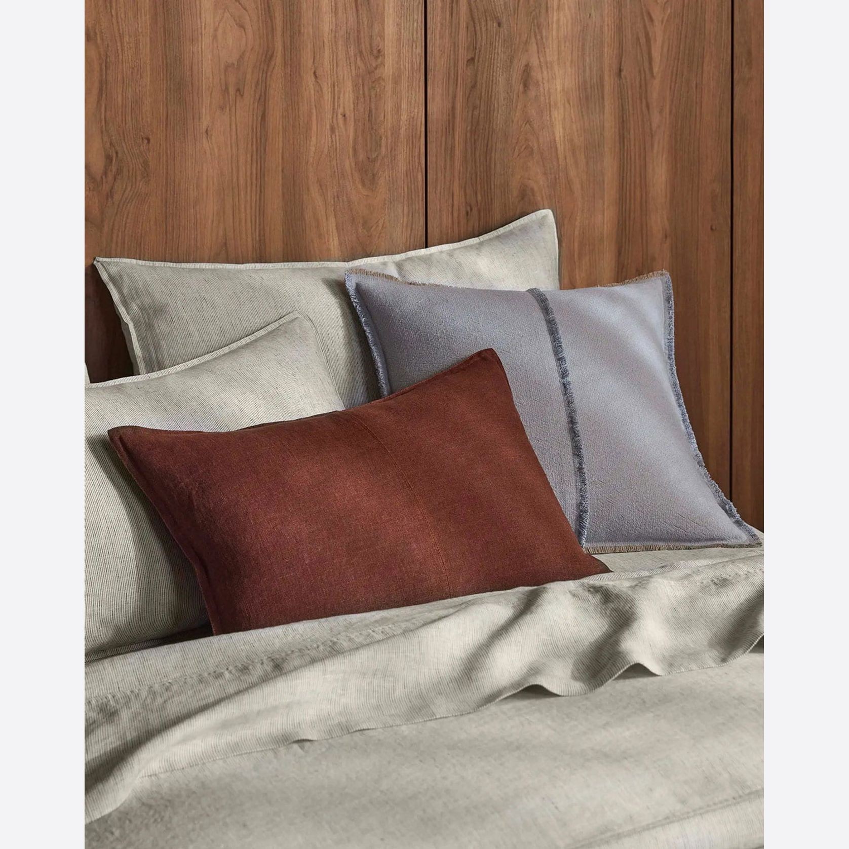 Weave European Linen Como Cushion - Rosewood | Three Sizes gallery detail image