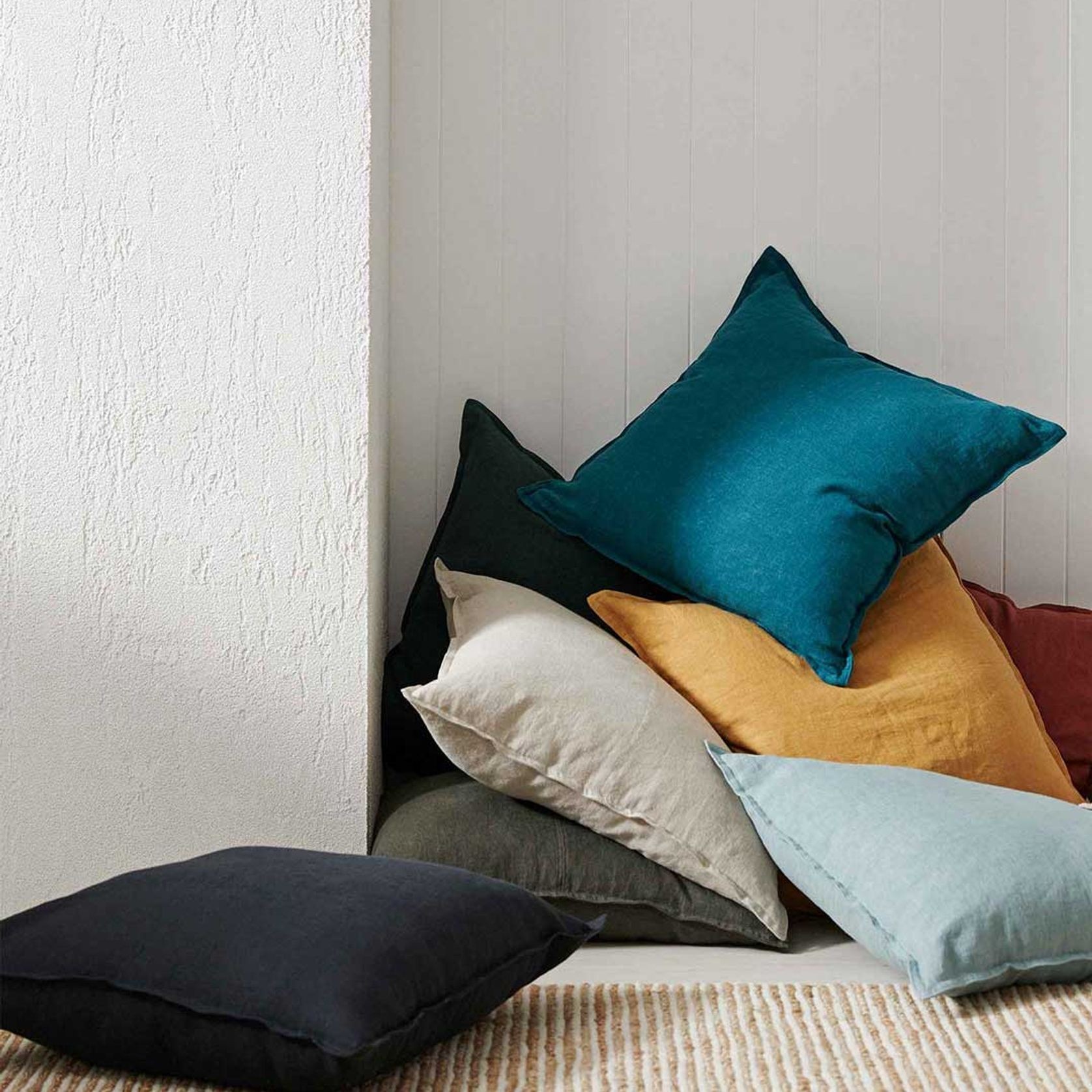 Weave Home European Linen Como Cushion - Ocean | Three Sizes gallery detail image