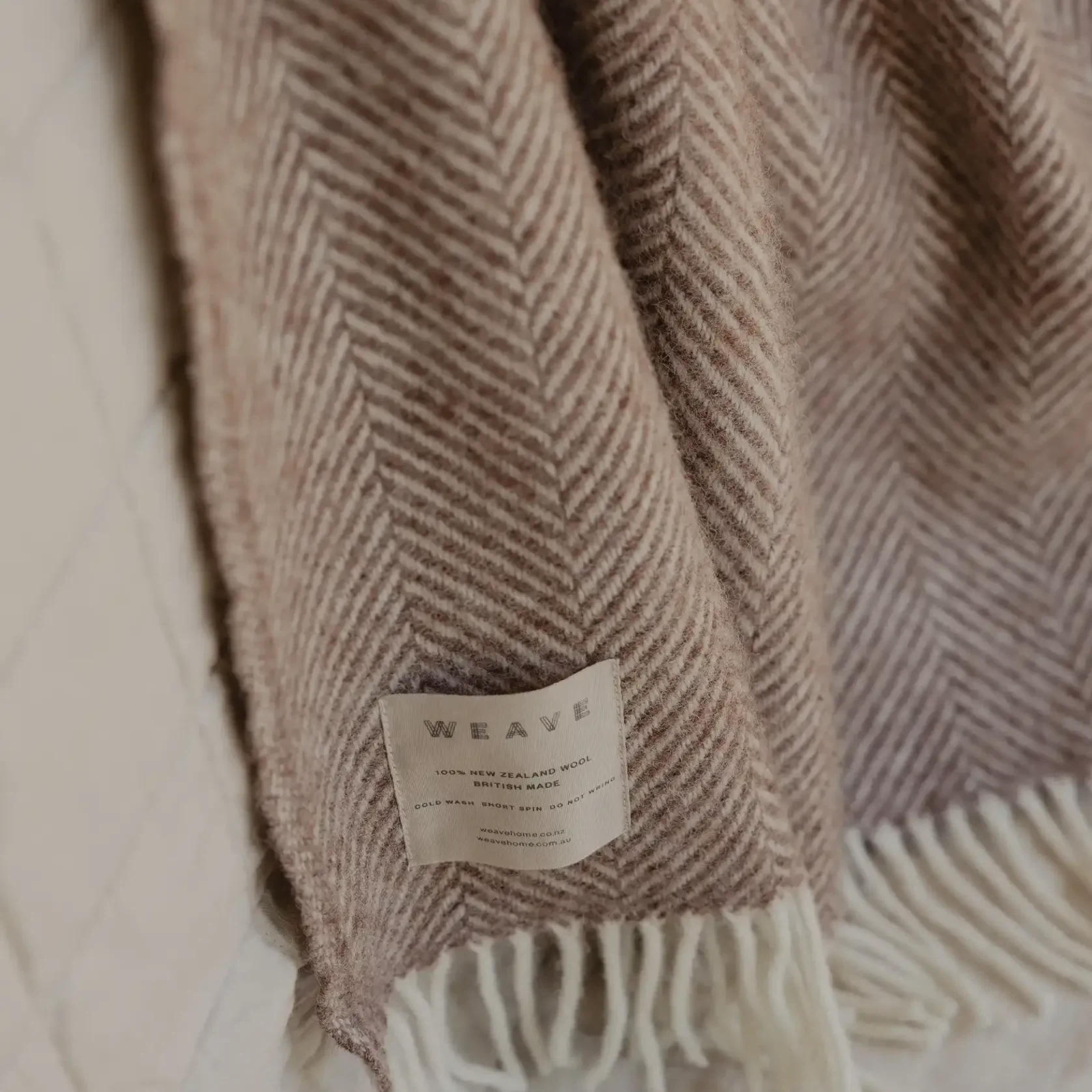 Weave Home Magnus Throw Blanket - Cocoa | 100% Wool gallery detail image