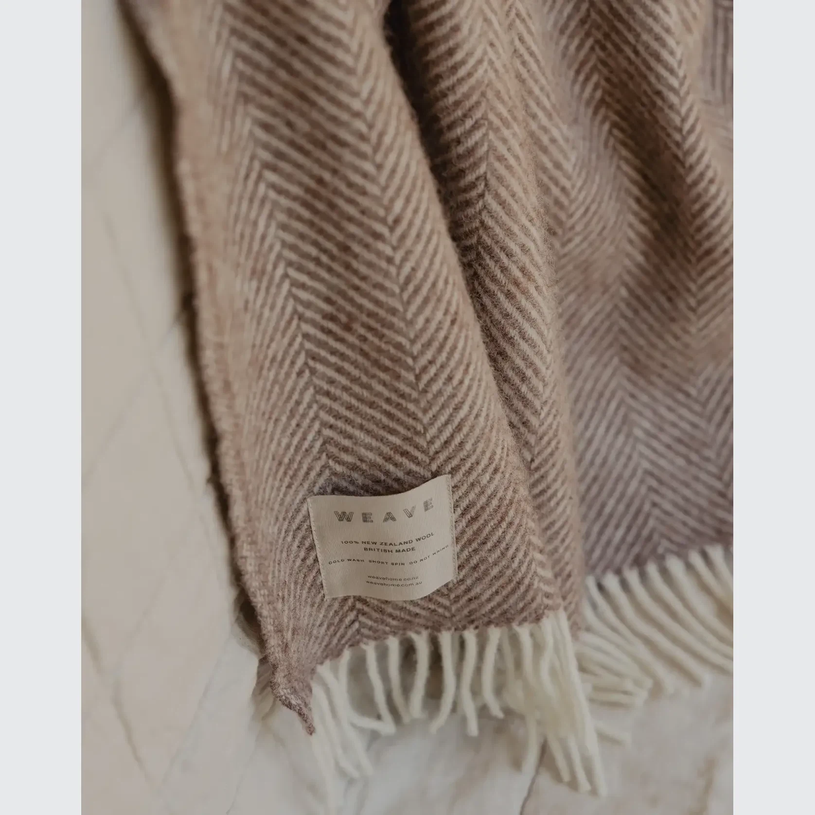 Weave Home Magnus Throw Blanket - Cocoa | 100% Wool gallery detail image