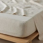 Ravello Linen Fitted Sheet - Savanna Pinstripe | Weave Home gallery detail image