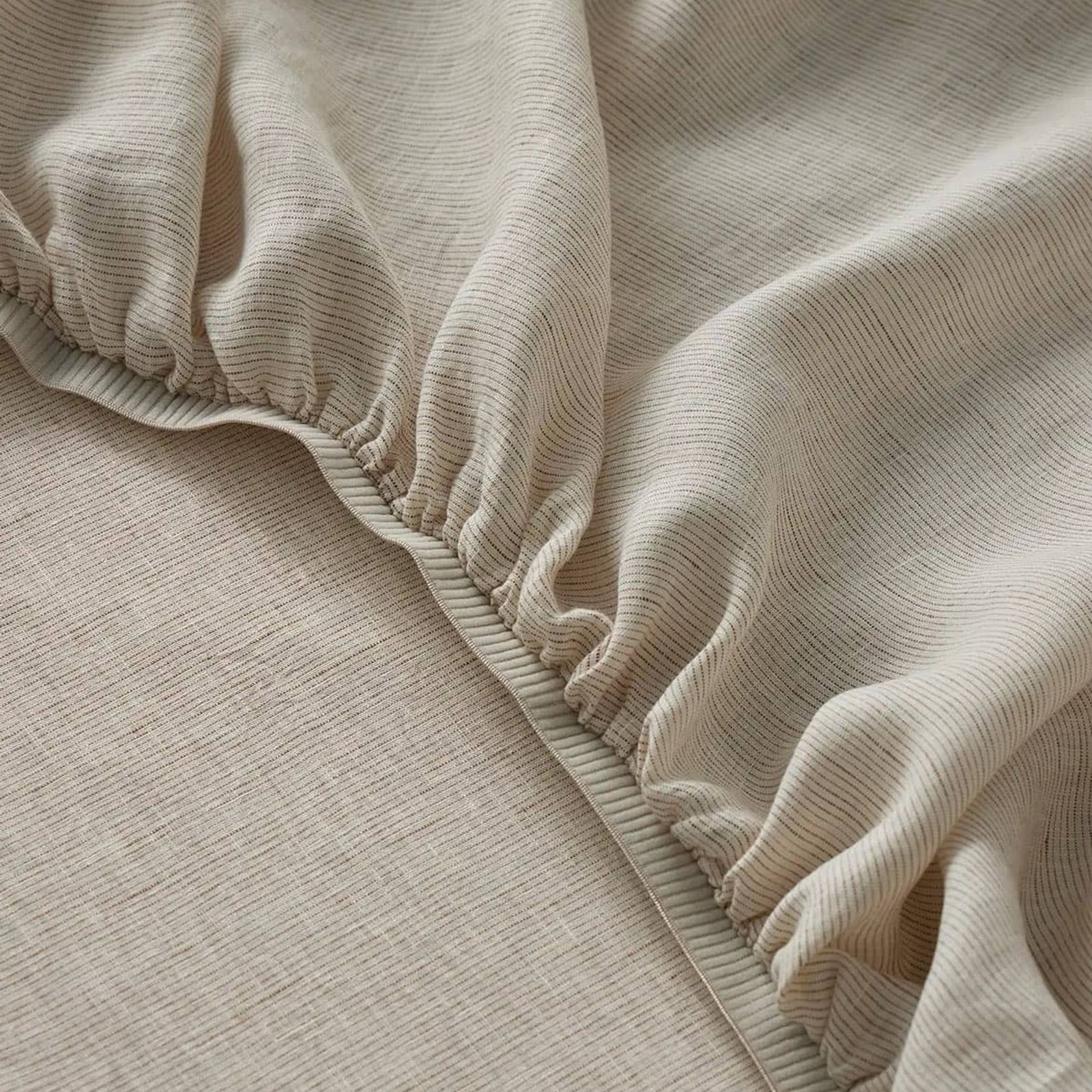 Ravello Linen Fitted Sheet - Savanna Pinstripe | Weave Home gallery detail image
