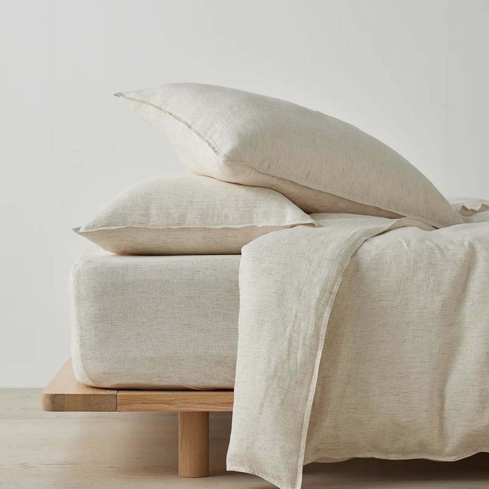 Ravello Linen Fitted Sheet - Savanna Pinstripe | Weave Home gallery detail image