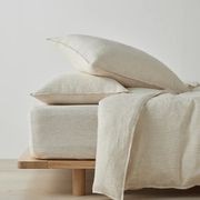 Ravello Linen Fitted Sheet - Savanna Pinstripe | Weave Home gallery detail image