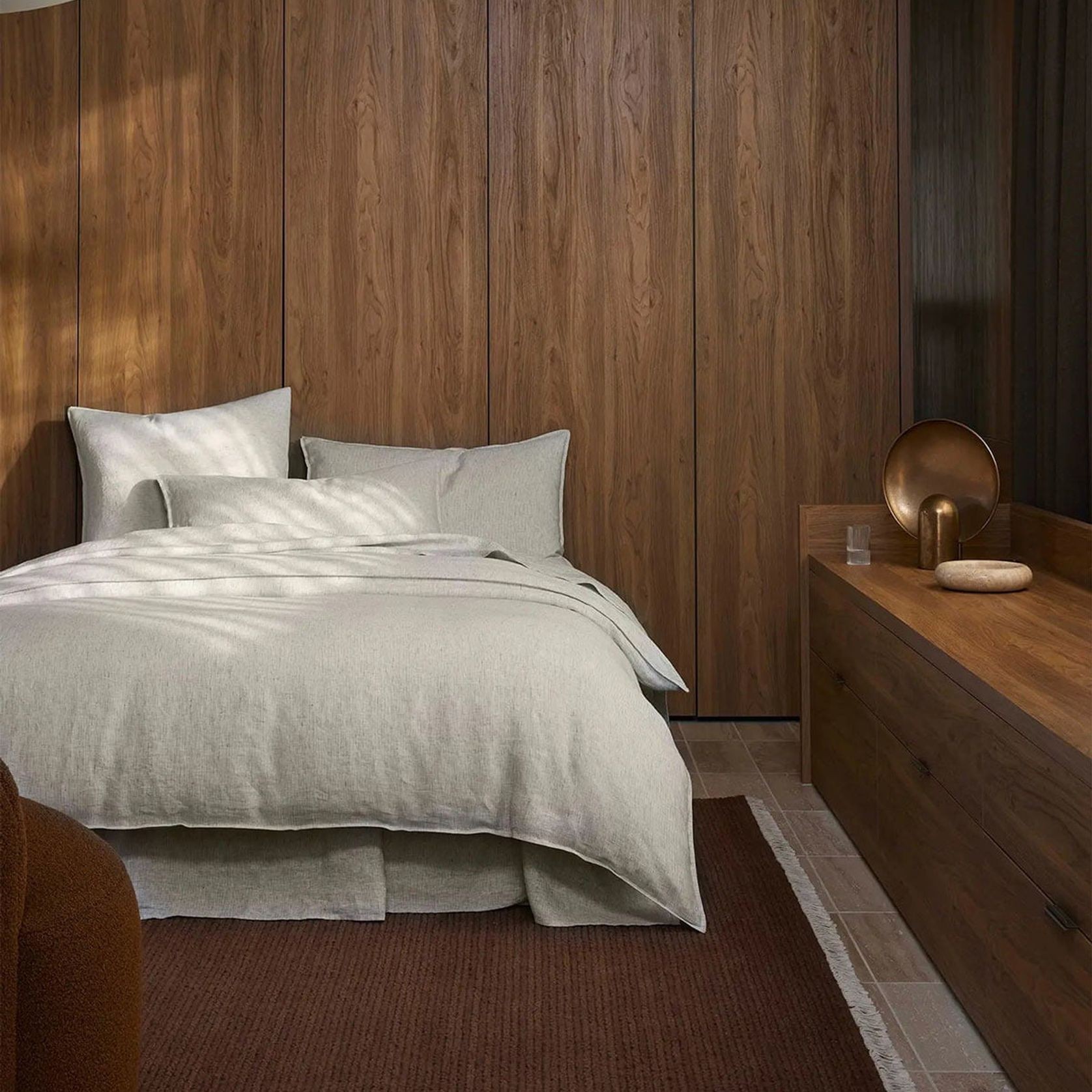 Ravello Linen Fitted Sheet - Savanna Pinstripe | Weave Home gallery detail image