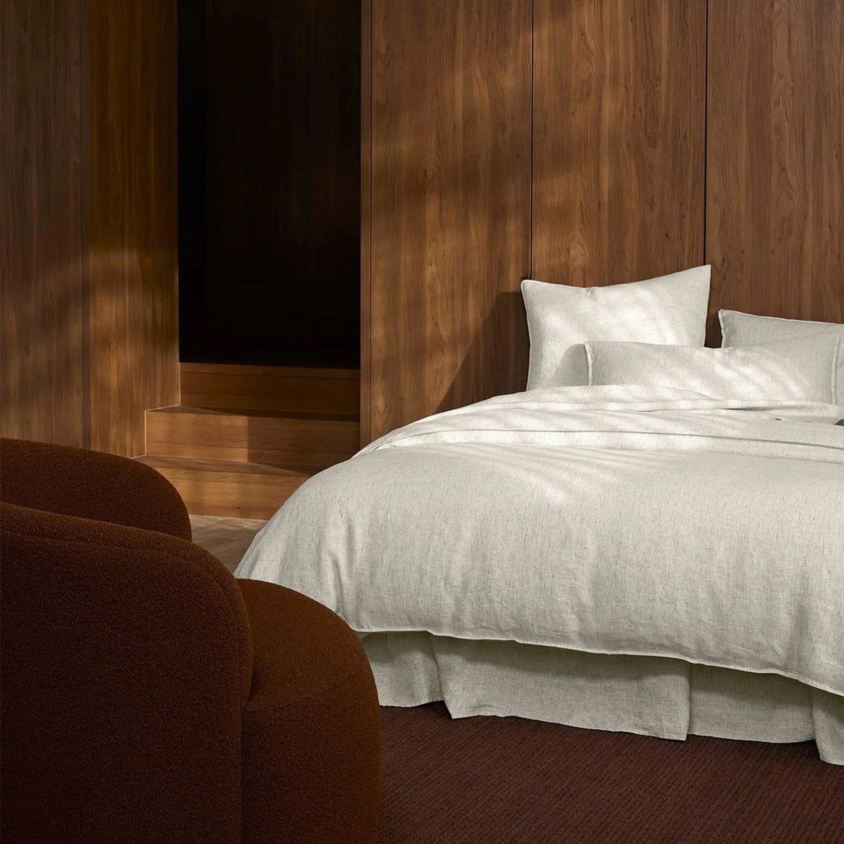 Ravello Linen Fitted Sheet - Savanna Pinstripe | Weave Home gallery detail image