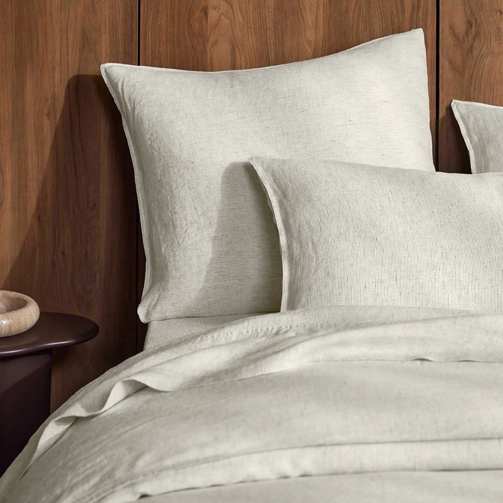 Ravello Linen Fitted Sheet - Savanna Pinstripe | Weave Home gallery detail image