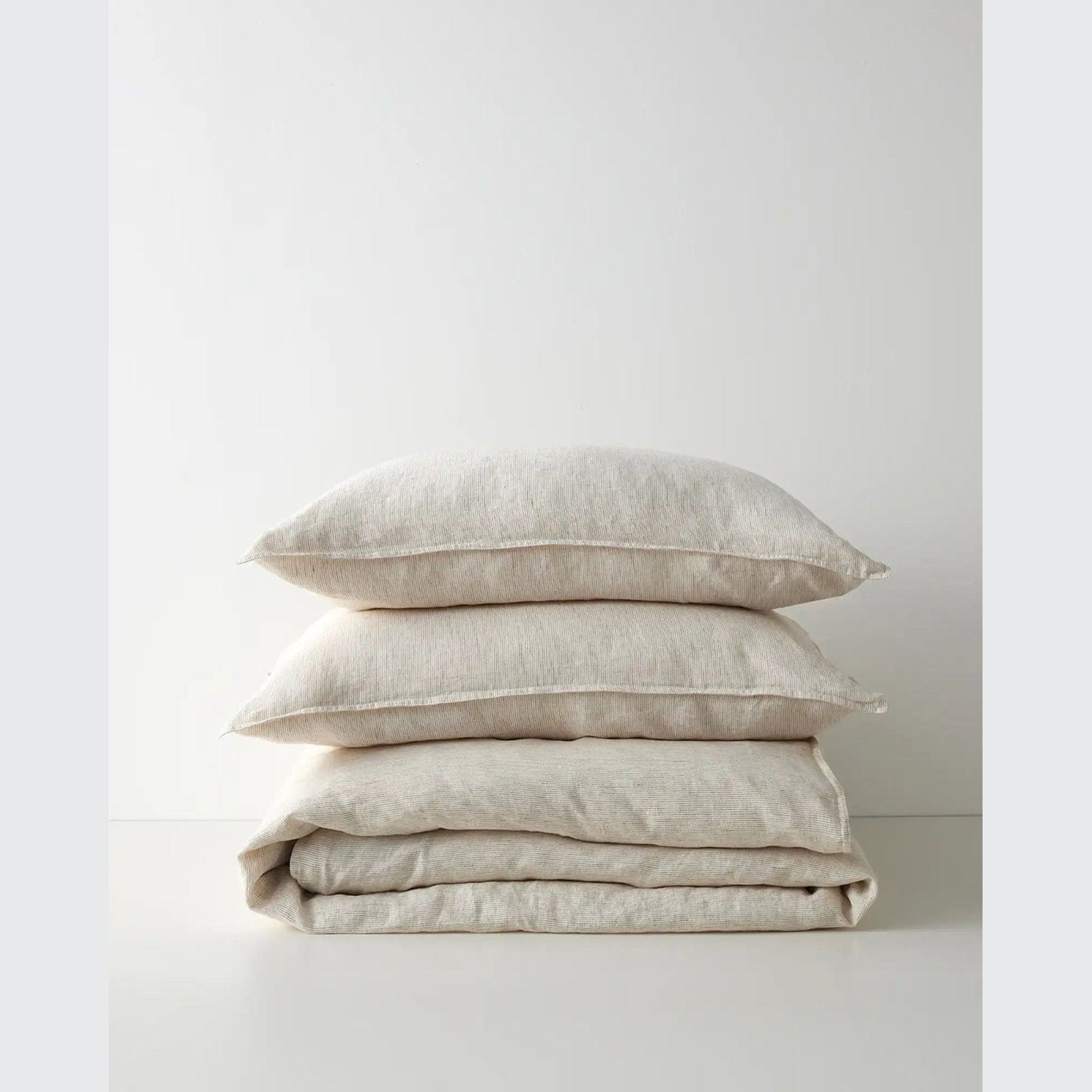 Ravello Linen Flat Sheet - Savanna Pinstripe | Weave Home gallery detail image