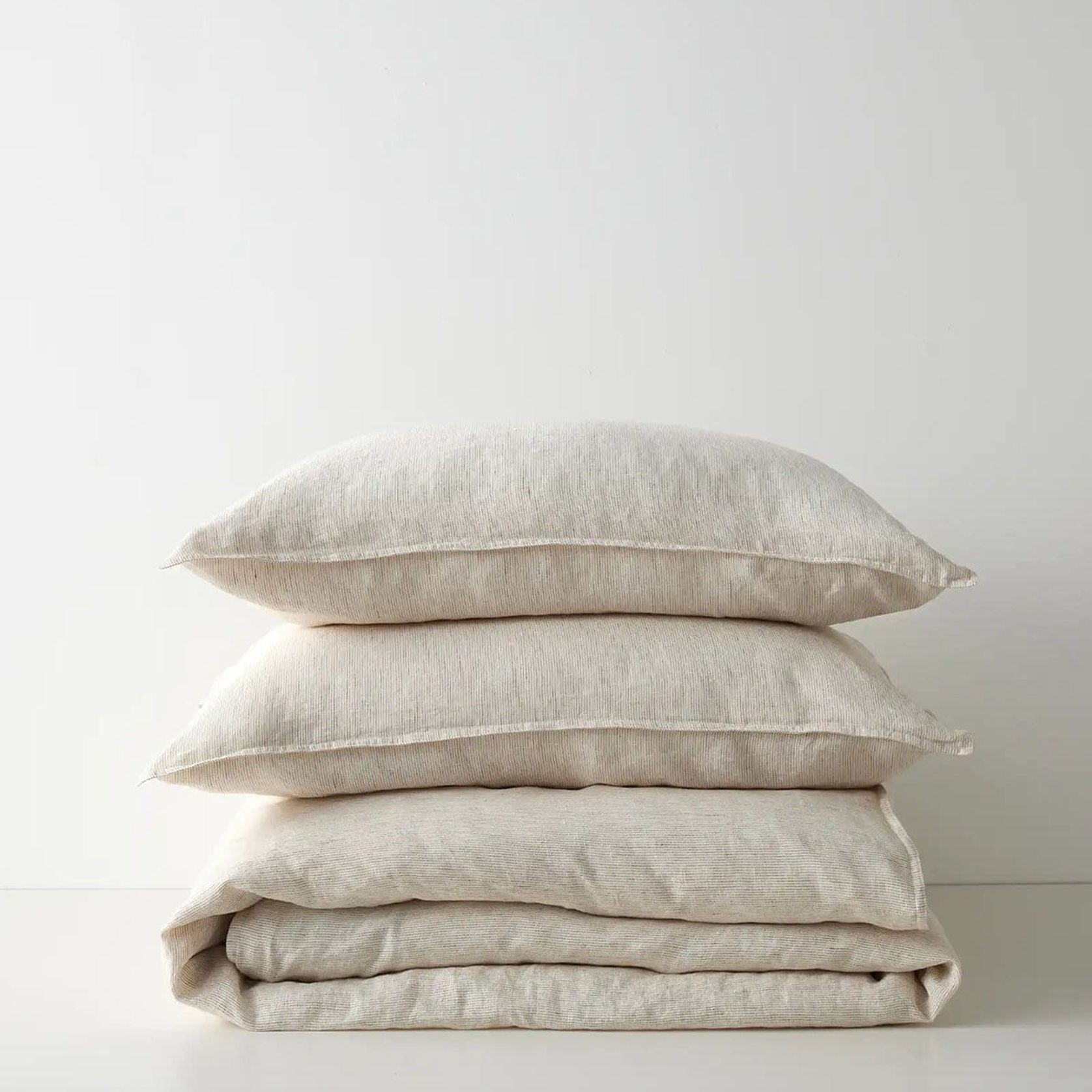 Ravello Linen Flat Sheet - Savanna Pinstripe | Weave Home gallery detail image