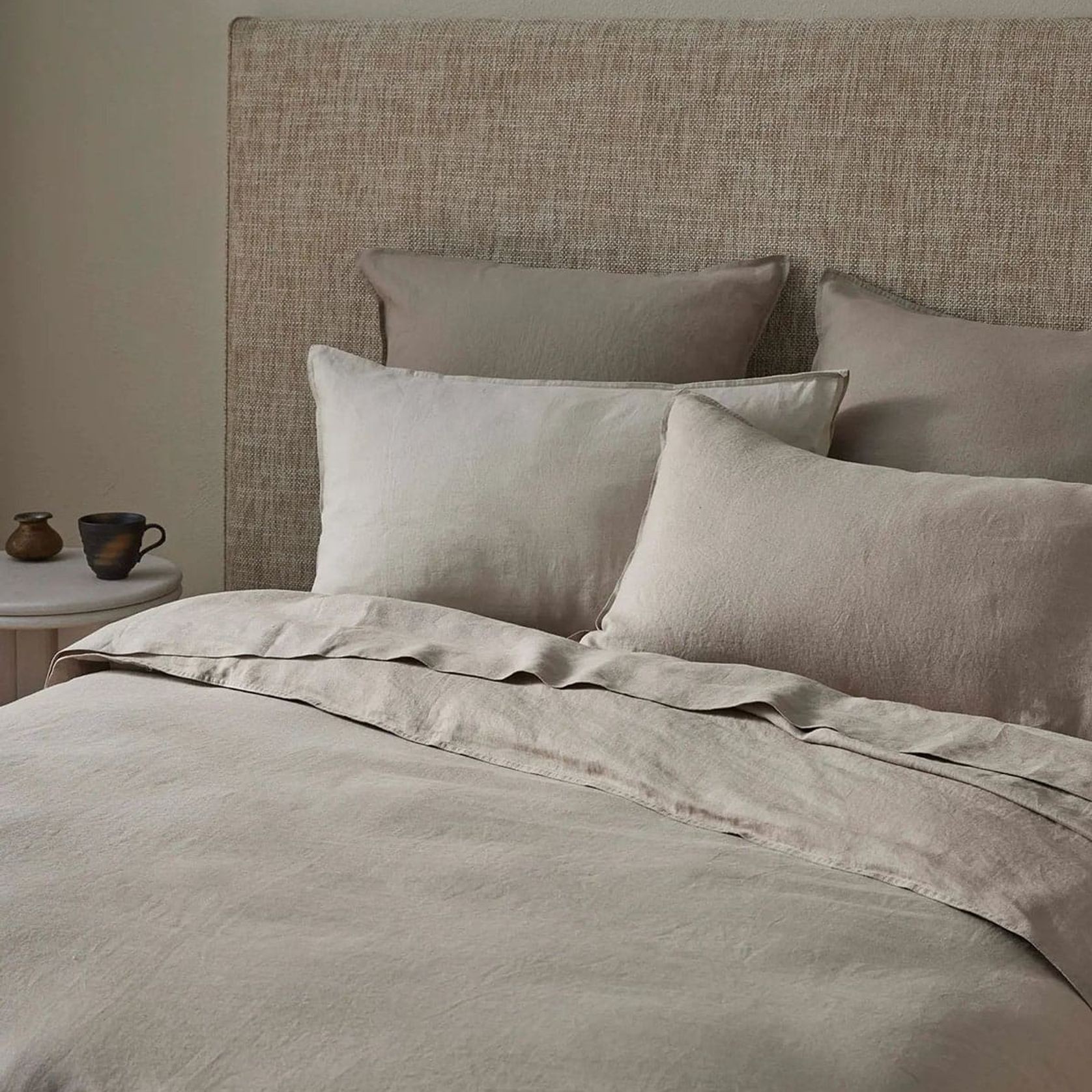 Ravello Linen Pillowcases - Pebble | Standard, King, or Euro gallery detail image