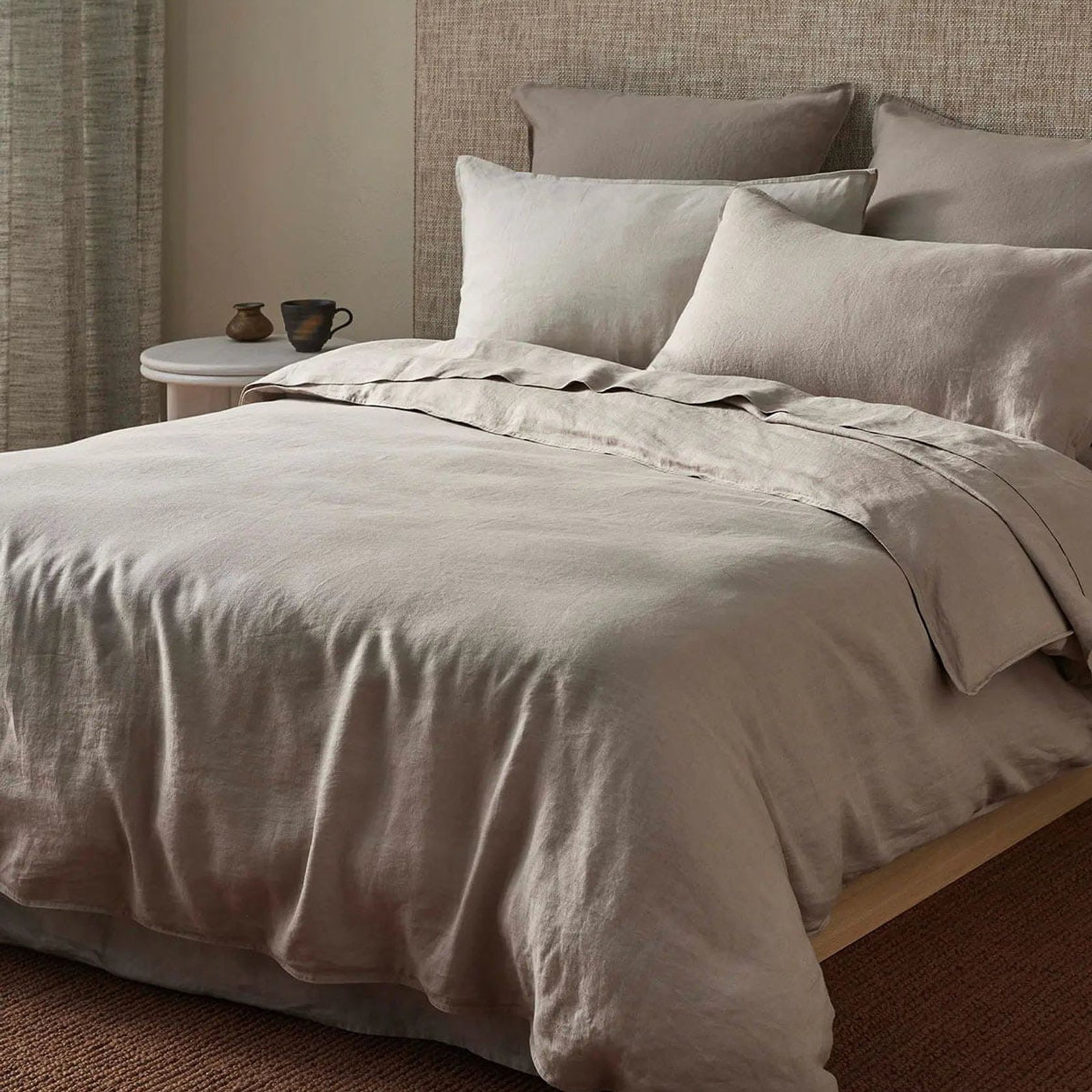 Ravello Linen Pillowcases - Pebble | Standard, King, or Euro gallery detail image