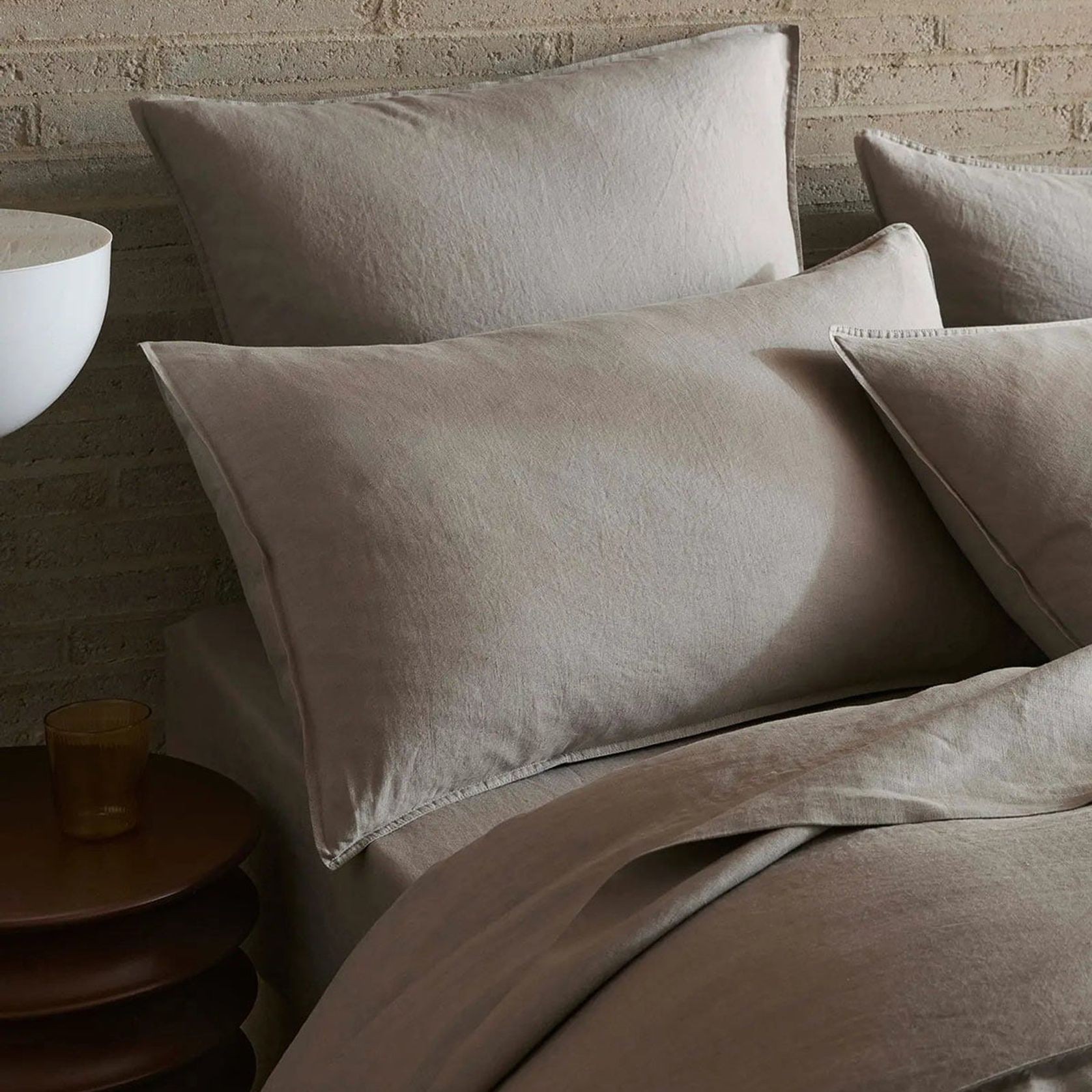 Ravello Linen Pillowcases - Pebble | Standard, King, or Euro gallery detail image
