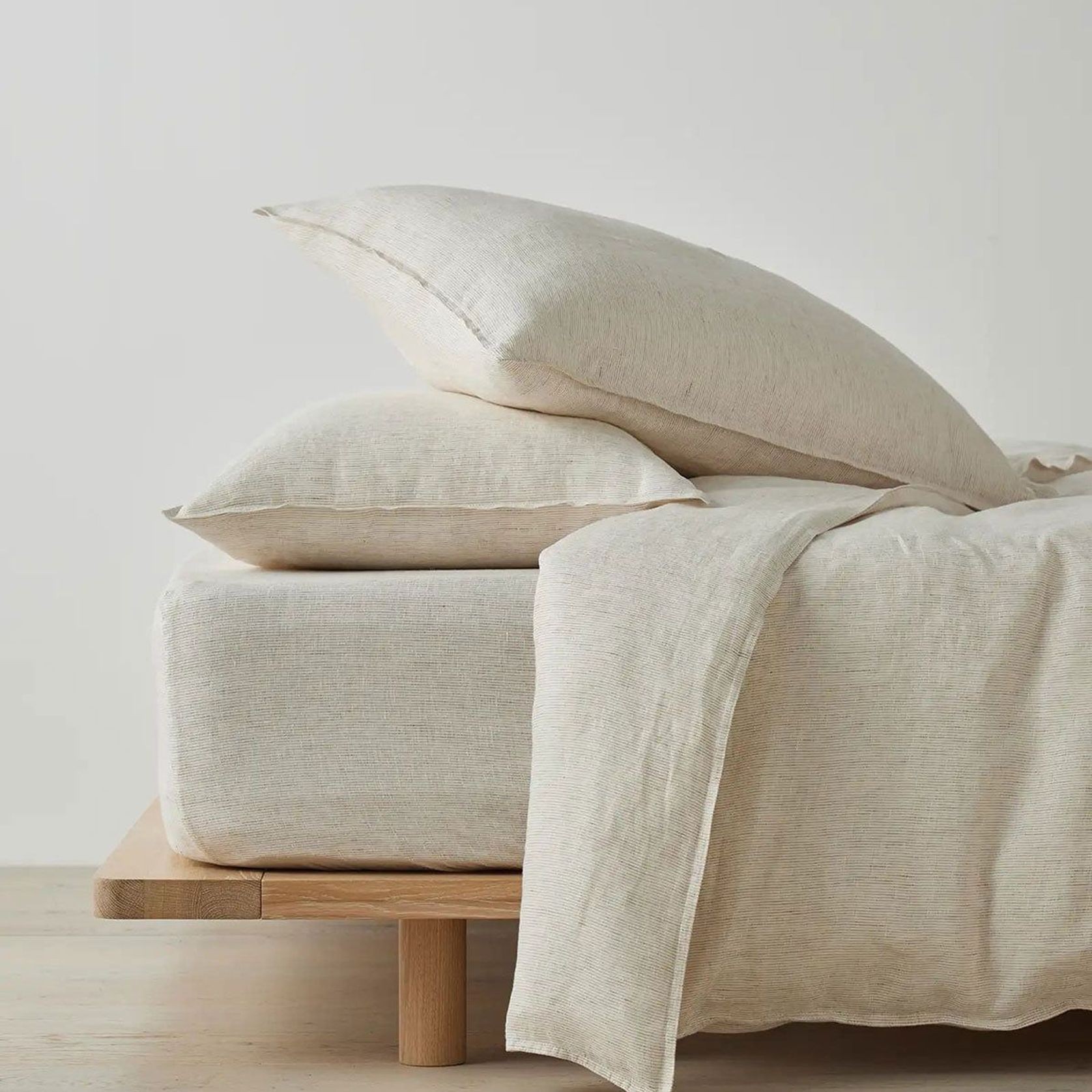 Ravello Linen Pillowcases - Savanna Pinstripe | Standard, King, or Euro gallery detail image