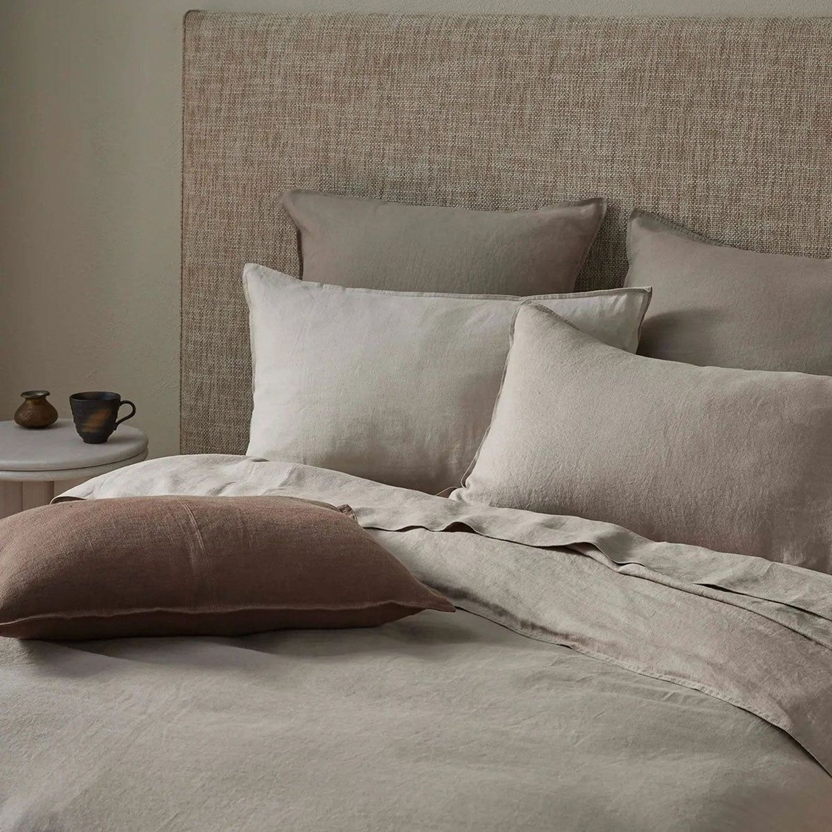 Ravello Linen Quilt Cover - Pebble | Weave Home gallery detail image