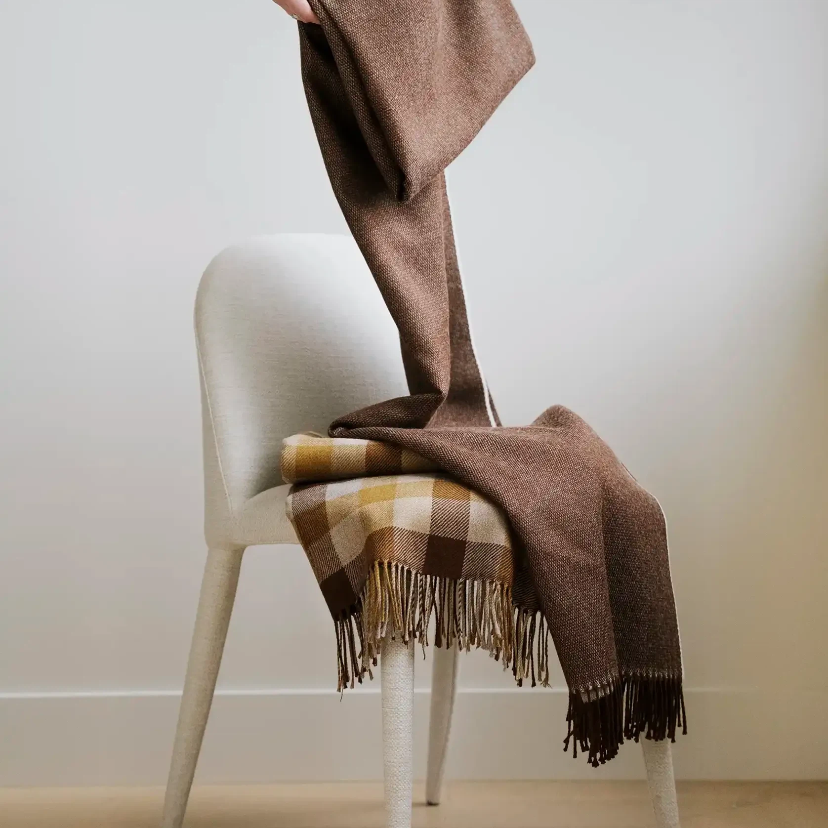 Weave Harris Merino Lambswool Throw - Acorn gallery detail image