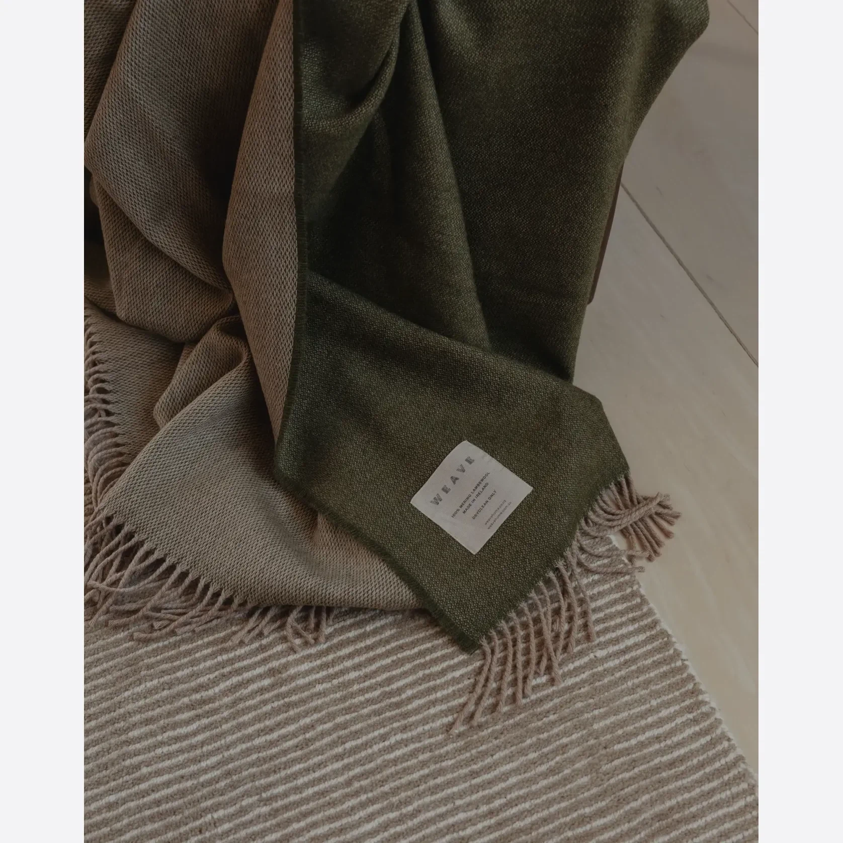 Weave Harris Merino Lambswool Throw - Moss gallery detail image