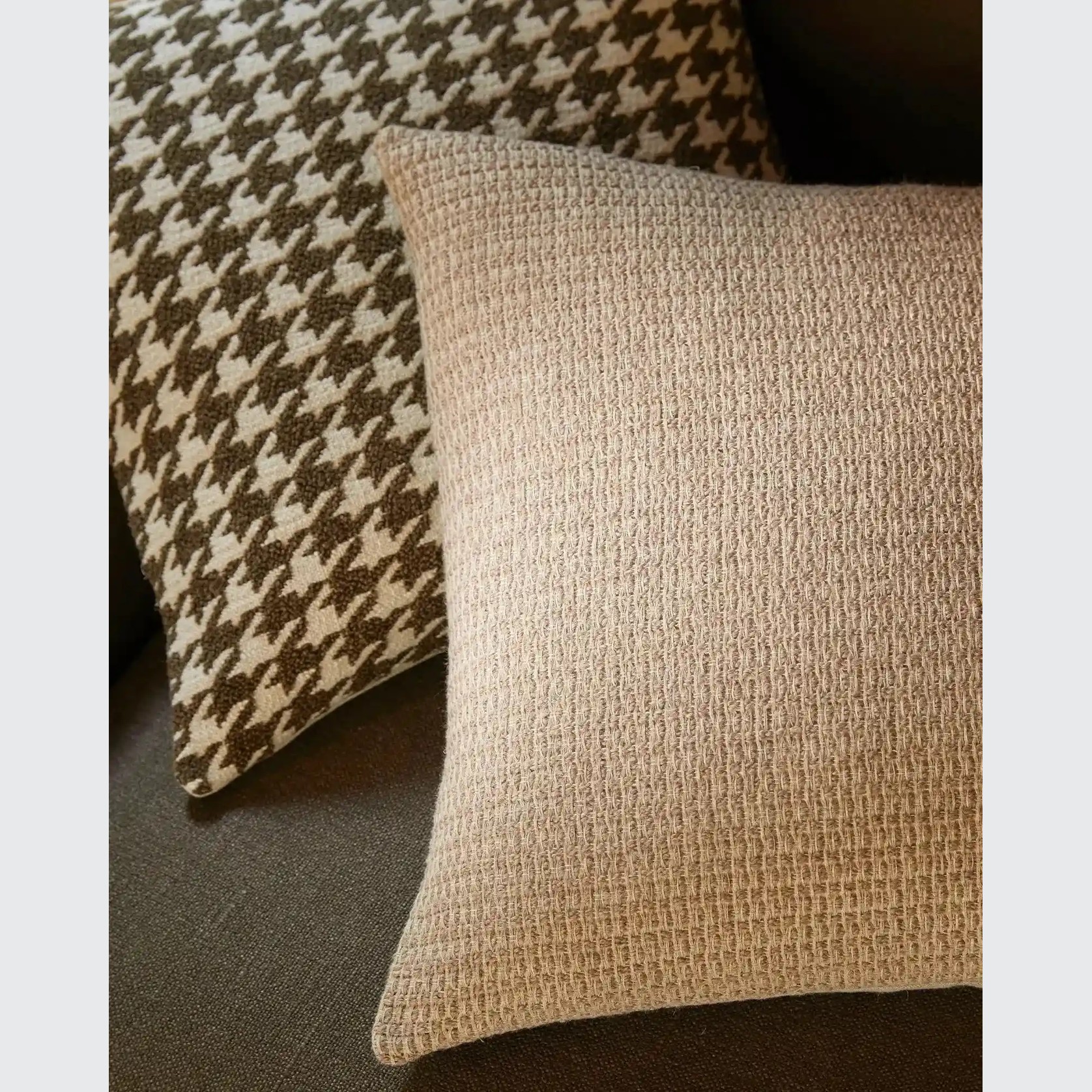 Weave Home Giovanni Cushion - Cocoa | Bouclé Houndstooth gallery detail image