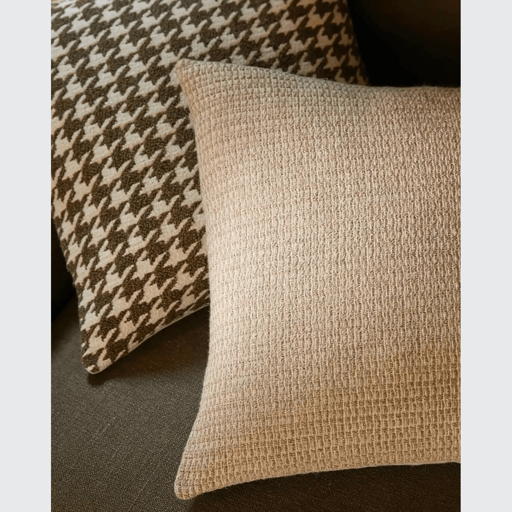 Weave Home Giovanni Cushion - Cocoa | Bouclé Houndstooth gallery detail image