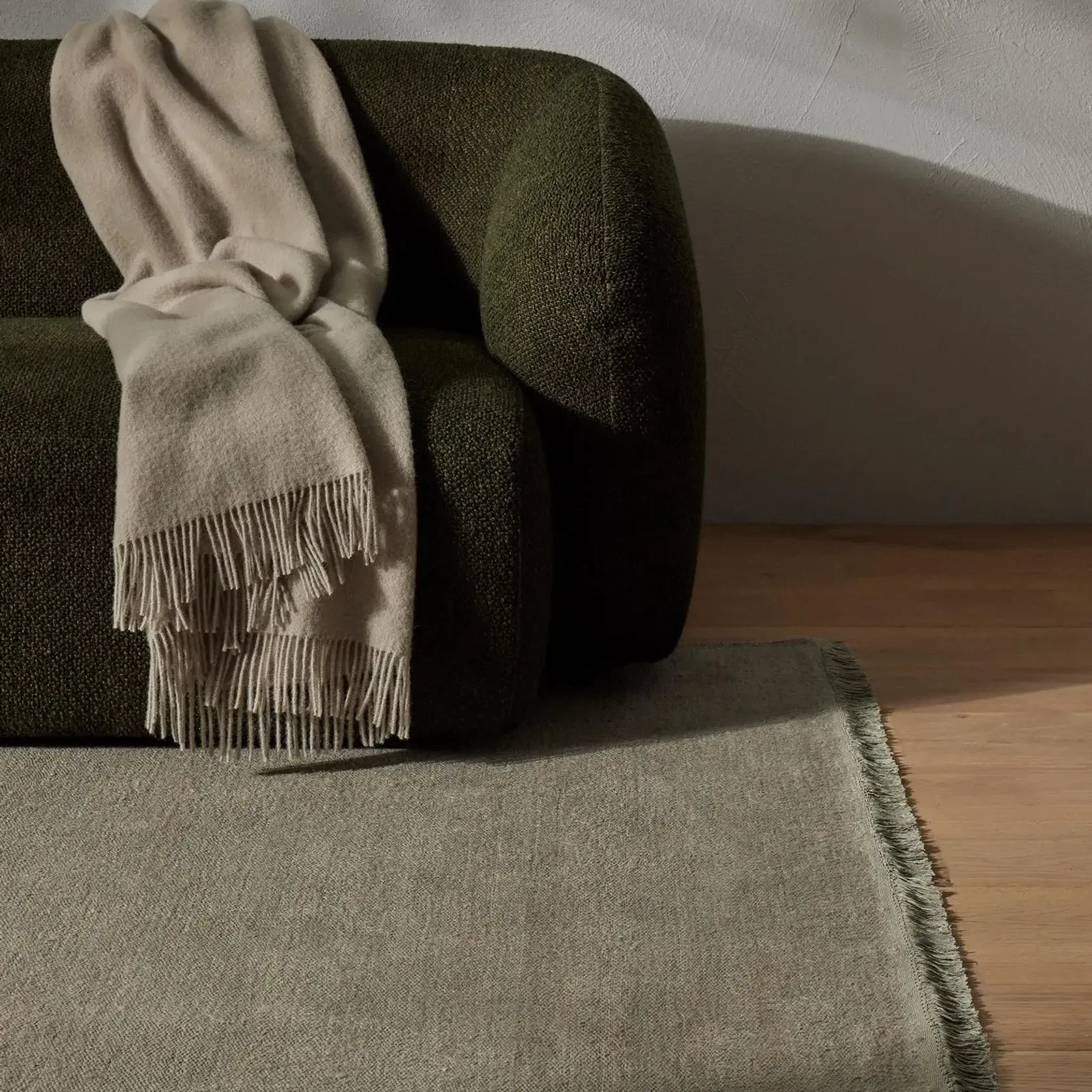 Weave Home Nevis Throw Blanket - Limestone | NZ Lambswool gallery detail image