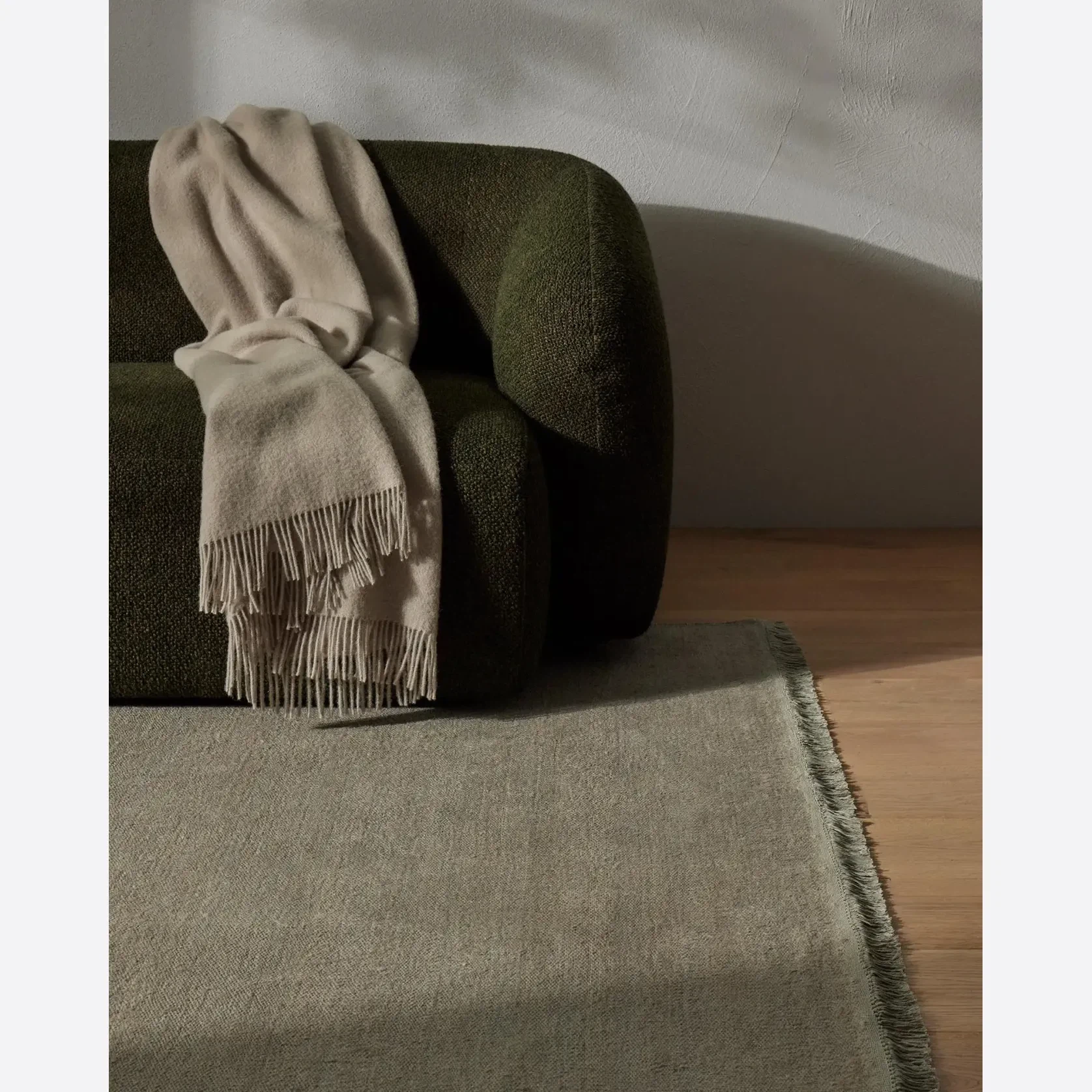 Weave Home Nevis Throw Blanket - Limestone | NZ Lambswool gallery detail image