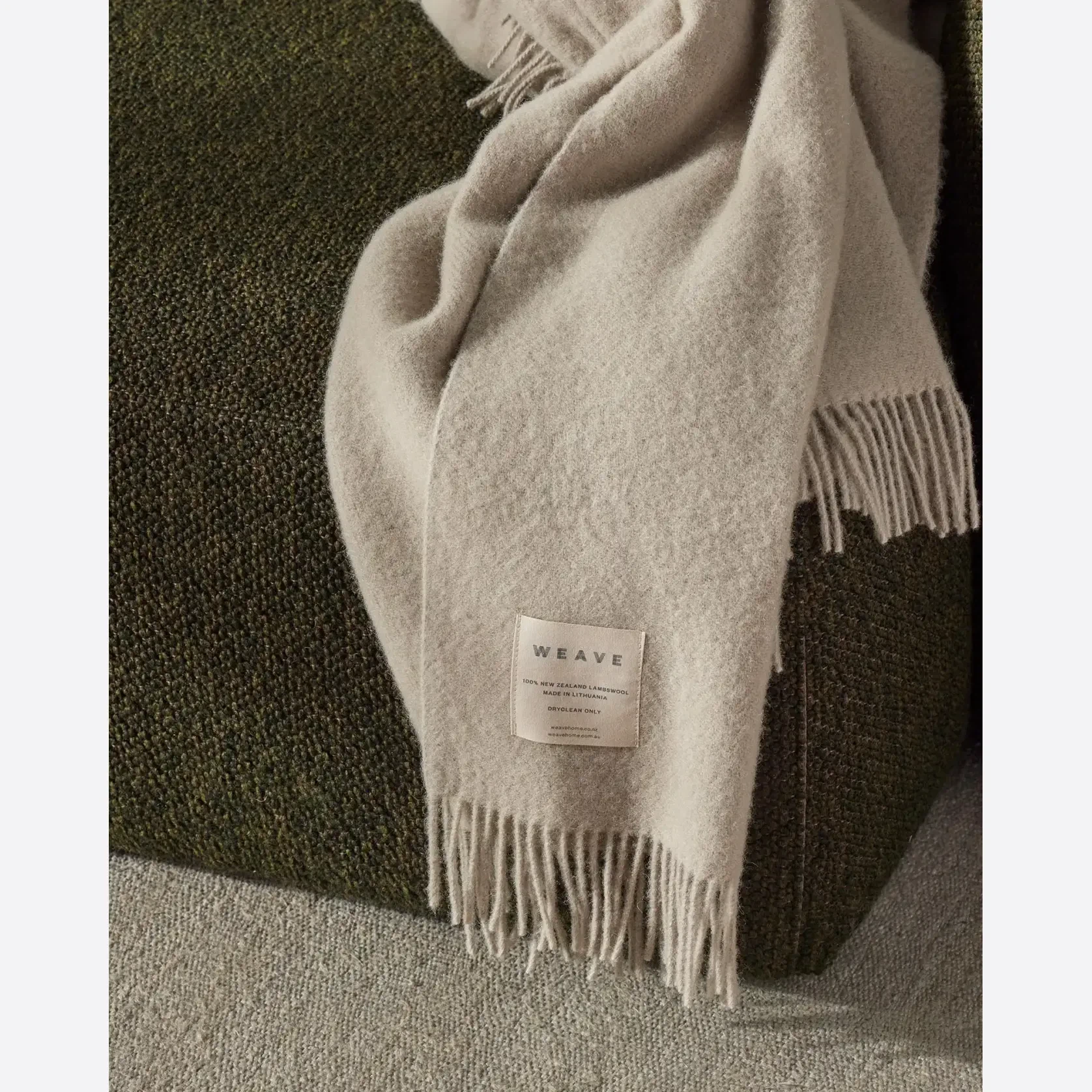 Weave Home Nevis Throw Blanket - Limestone | NZ Lambswool gallery detail image