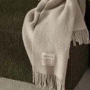 Weave Home Nevis Throw Blanket - Limestone | NZ Lambswool gallery detail image