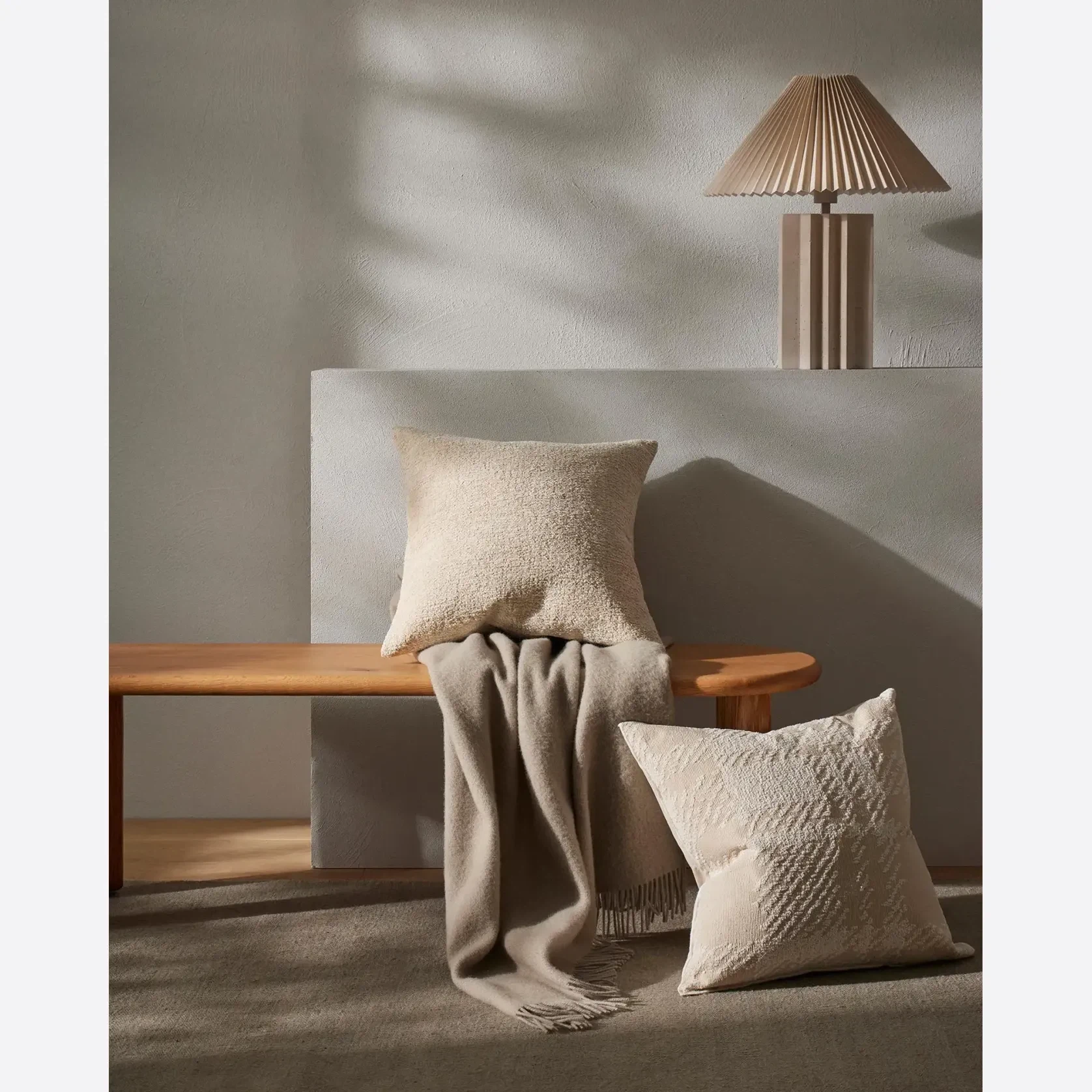 Weave Home Nevis Throw Blanket - Limestone | NZ Lambswool gallery detail image