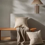 Weave Home Nevis Throw Blanket - Limestone | NZ Lambswool gallery detail image