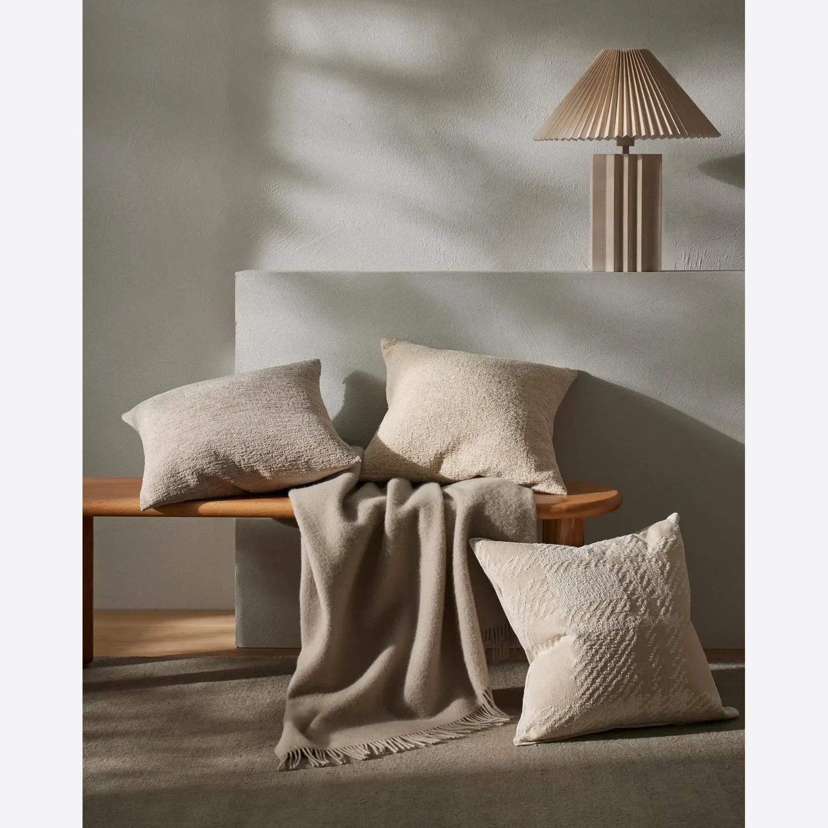 Weave Home Nevis Throw Blanket - Limestone | NZ Lambswool gallery detail image