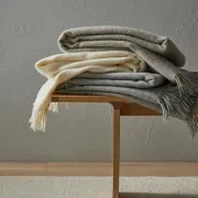 Weave Home Nevis Throw Blanket - Limestone | NZ Lambswool gallery detail image