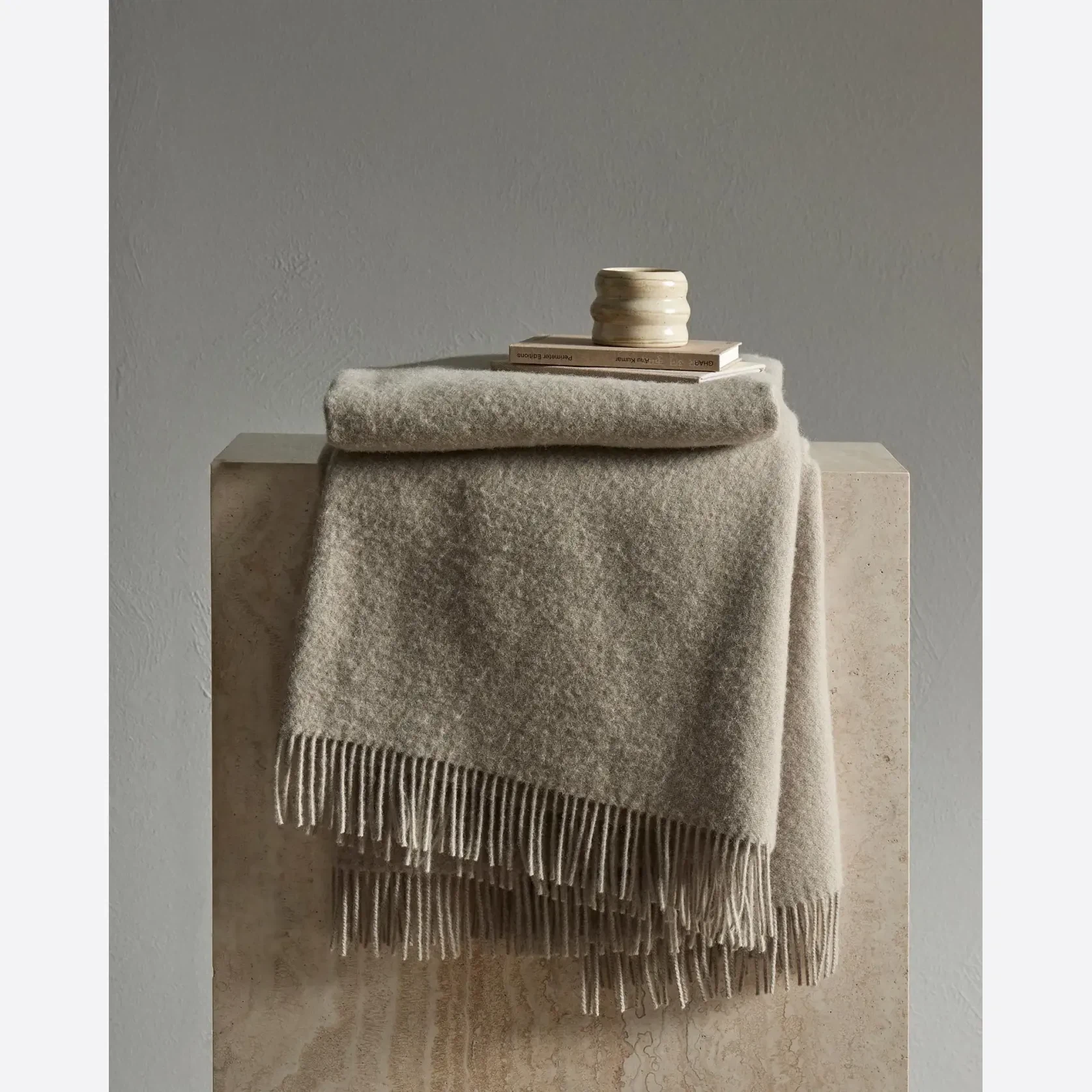Weave Home Nevis Throw Blanket - Limestone | NZ Lambswool gallery detail image