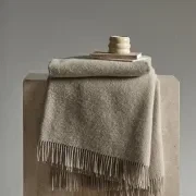 Weave Home Nevis Throw Blanket - Limestone | NZ Lambswool gallery detail image