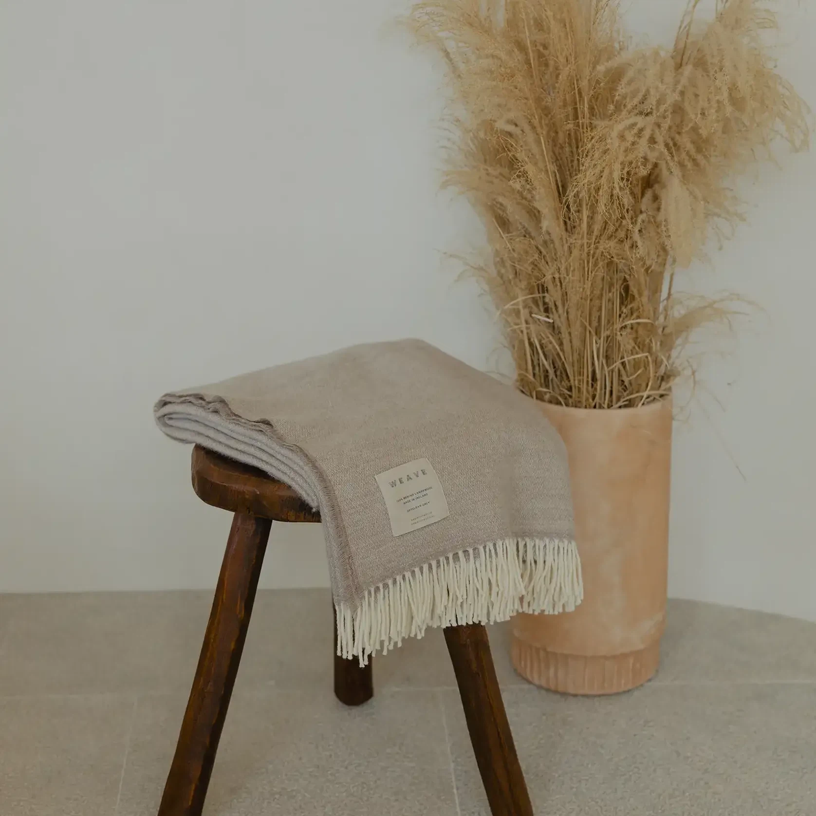 Weave Harris Merino Lambswool Throw - Natural gallery detail image