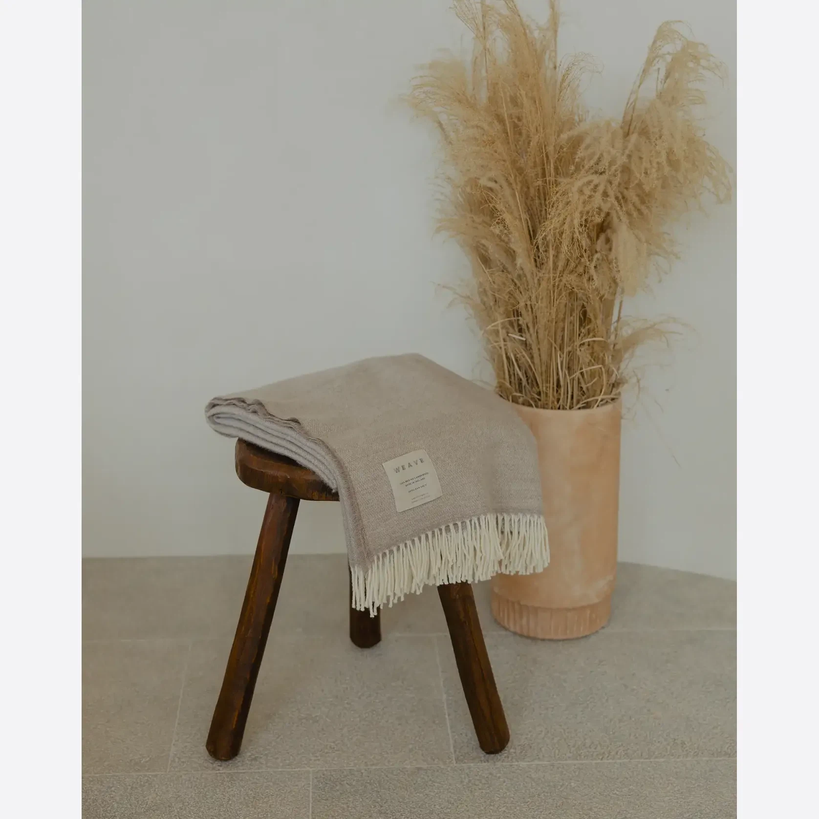 Weave Harris Merino Lambswool Throw - Natural gallery detail image